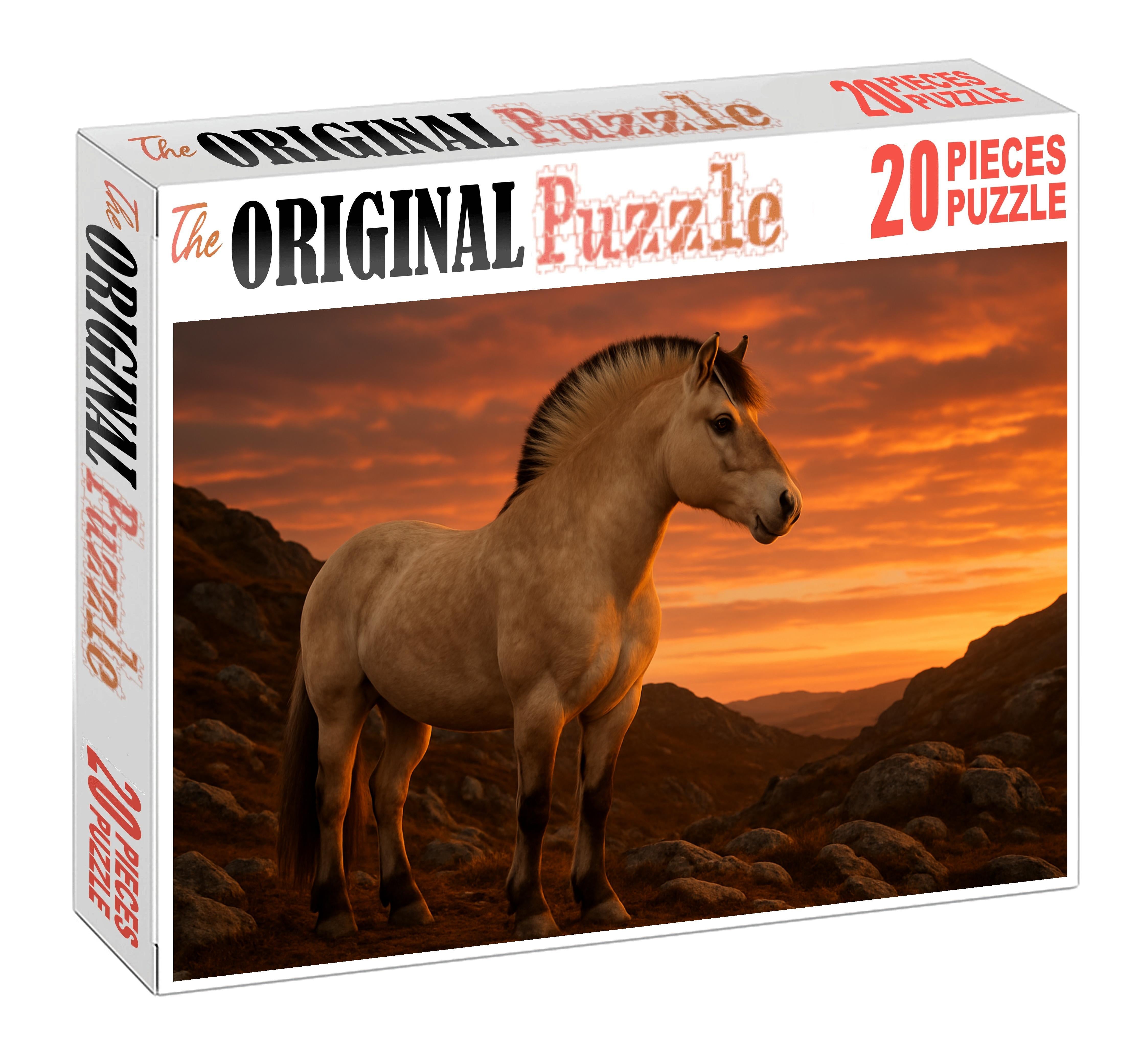 Ivory Moon Fjord Robust Cream Roan Stallion With Enduring Strength Large Format Puzzle