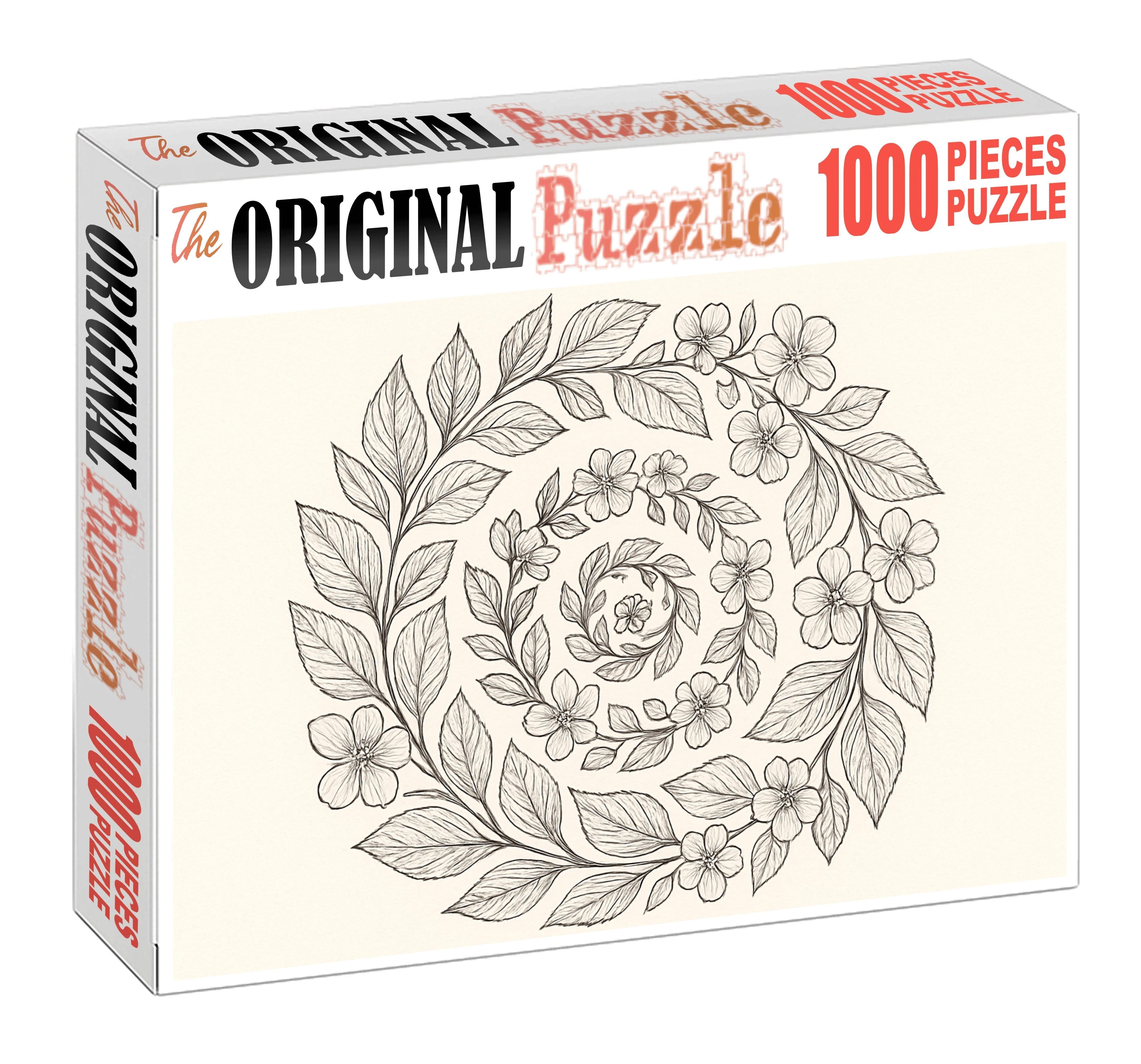 Botanical Spiral Study Intricate Fine Pen Linework And Repetitive Pattern Large Format Puzzle