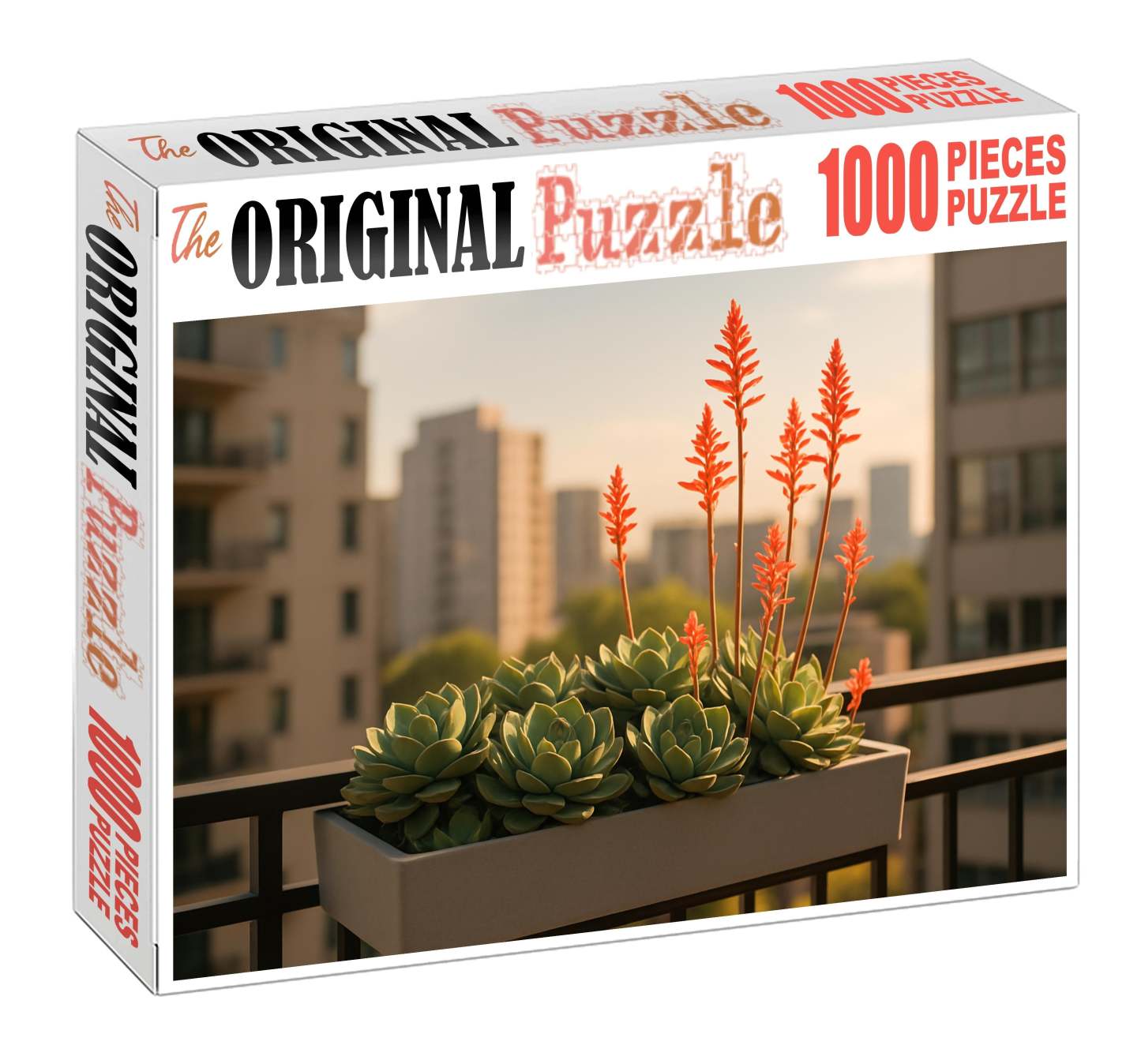 Urban Oasis Balcony Garden Succulent Clusters And Spiky Accent Flowers 50 Piece Puzzle