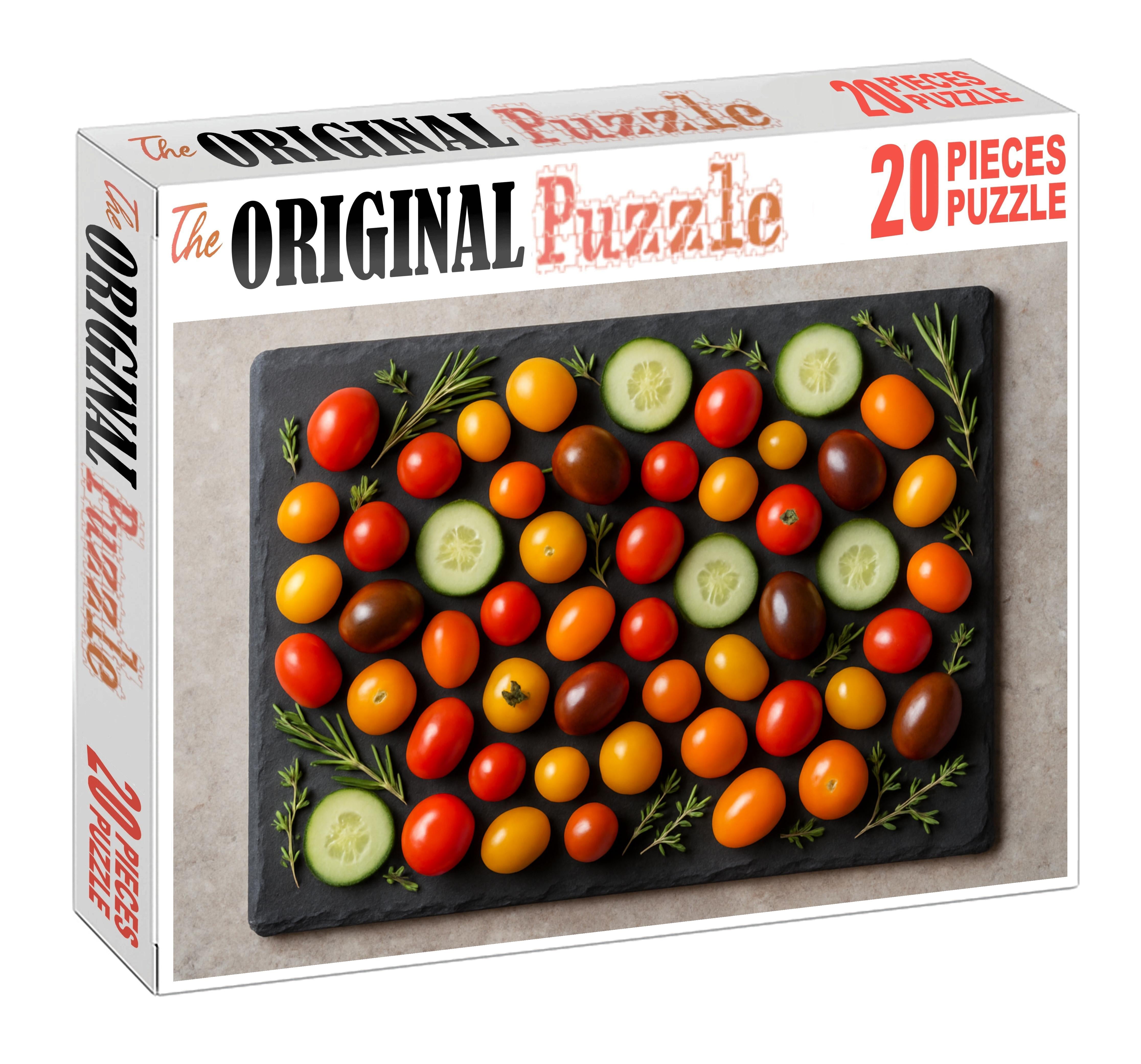 Garden Patch Medley Heirloom Cherry Tomatoes And Sliced Cucumbers With Herbs 20 Piece Puzzle