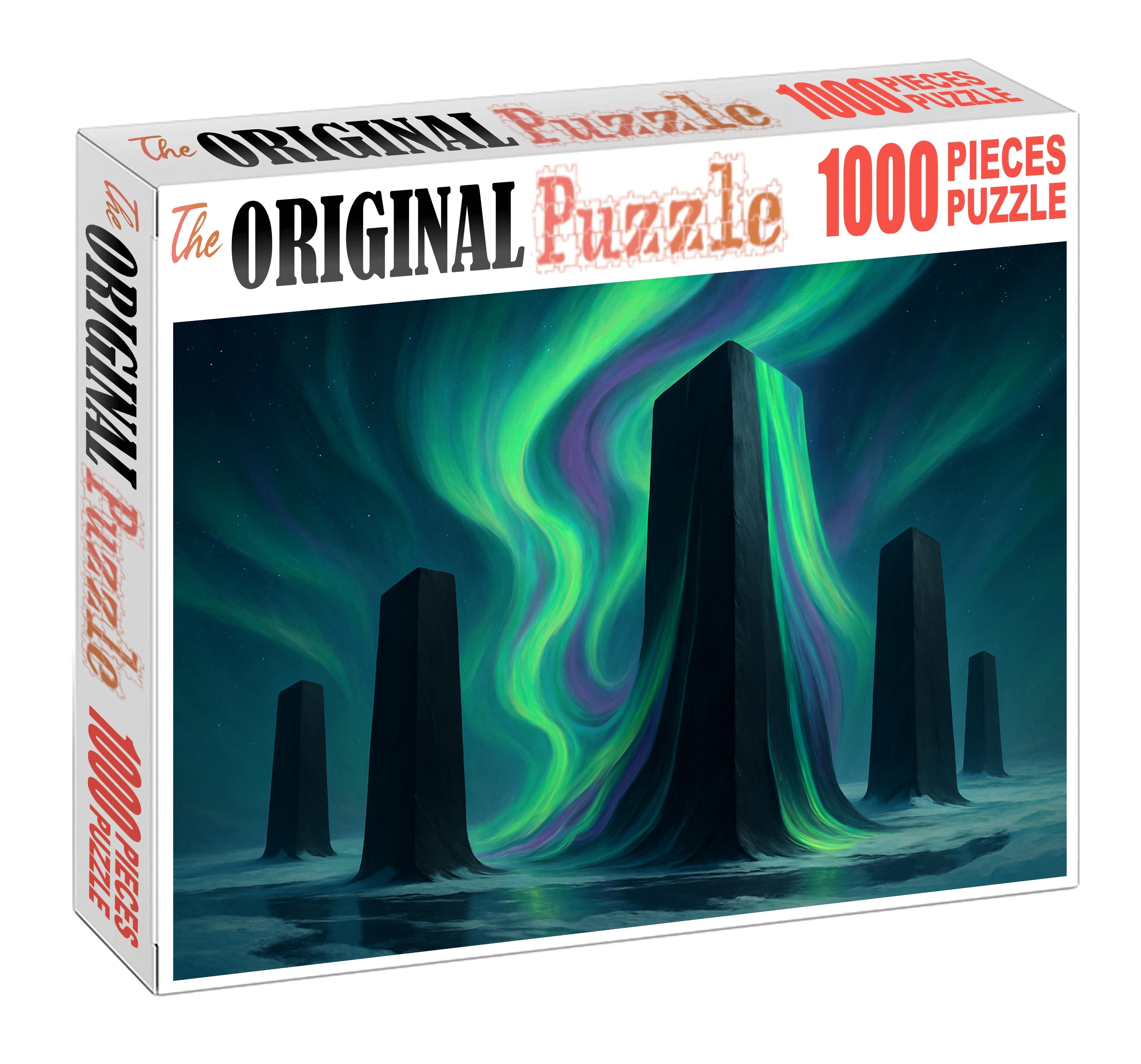 Silent Monoliths In A Melting Aurora 300 Piece Puzzle