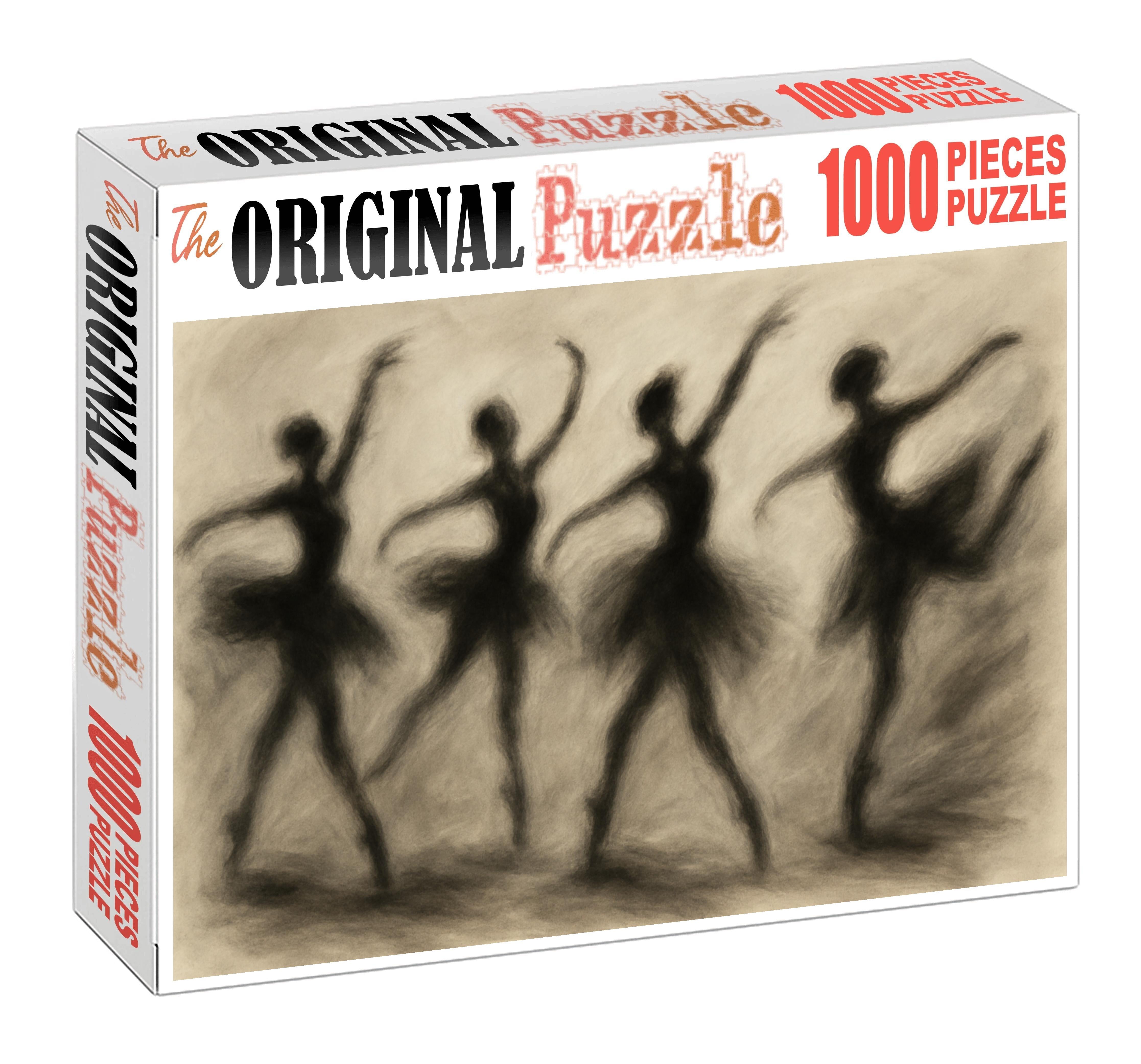 Graceful Ballet Motion Fluid Charcoal Gesture Drawing Of Dancers Large Format Puzzle