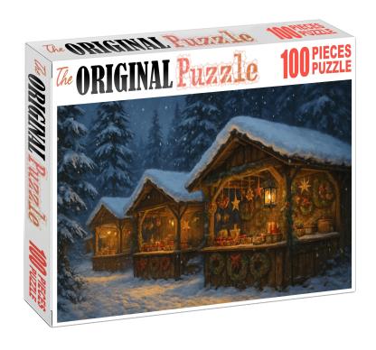 Frosted Pinewood Market Evergreen Canopies And Handmade Treasures 100 Piece Puzzle