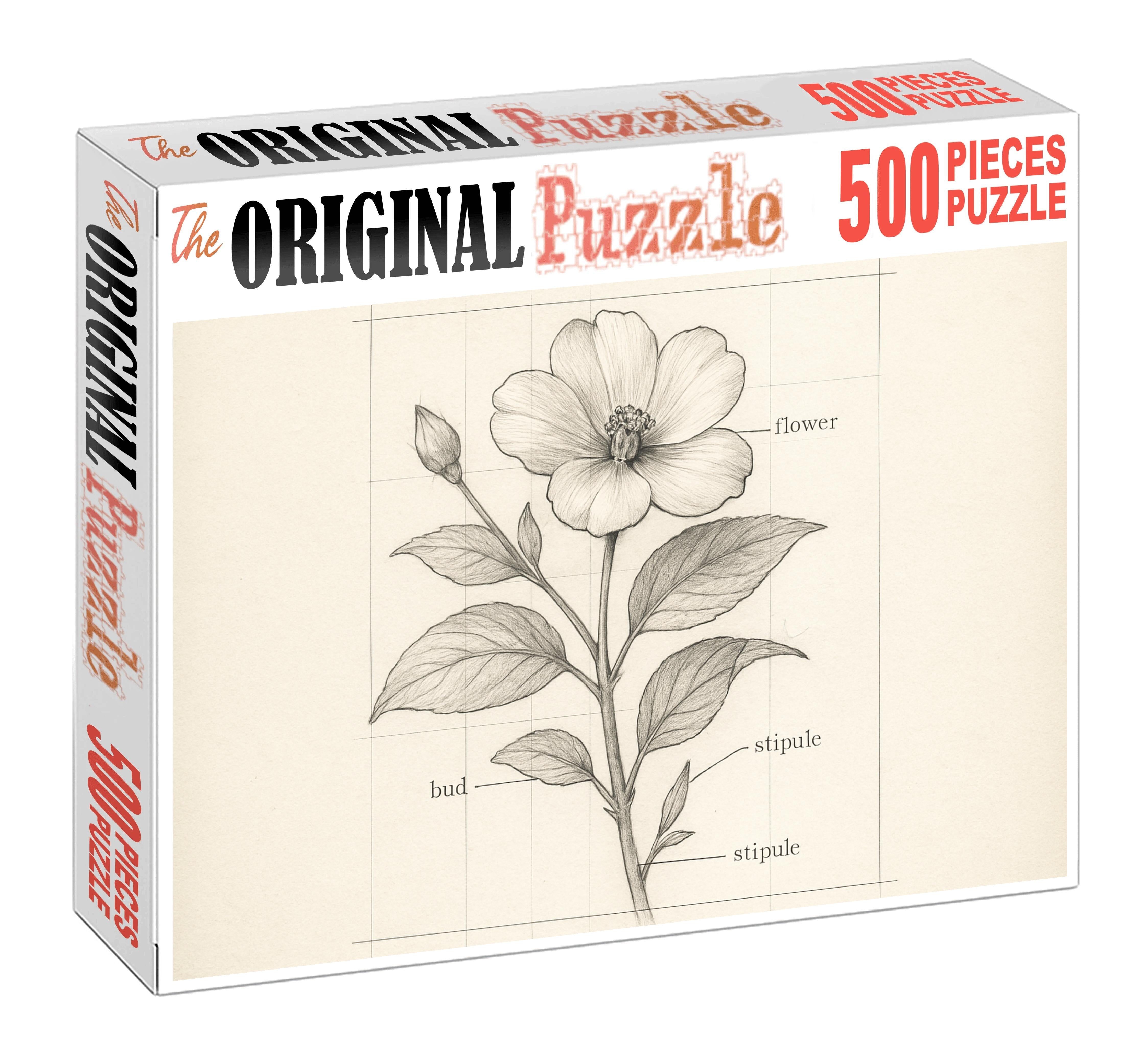 Technical Flora Diagram Precise Pencil And Ruler Lines Custom Jigsaw Puzzle