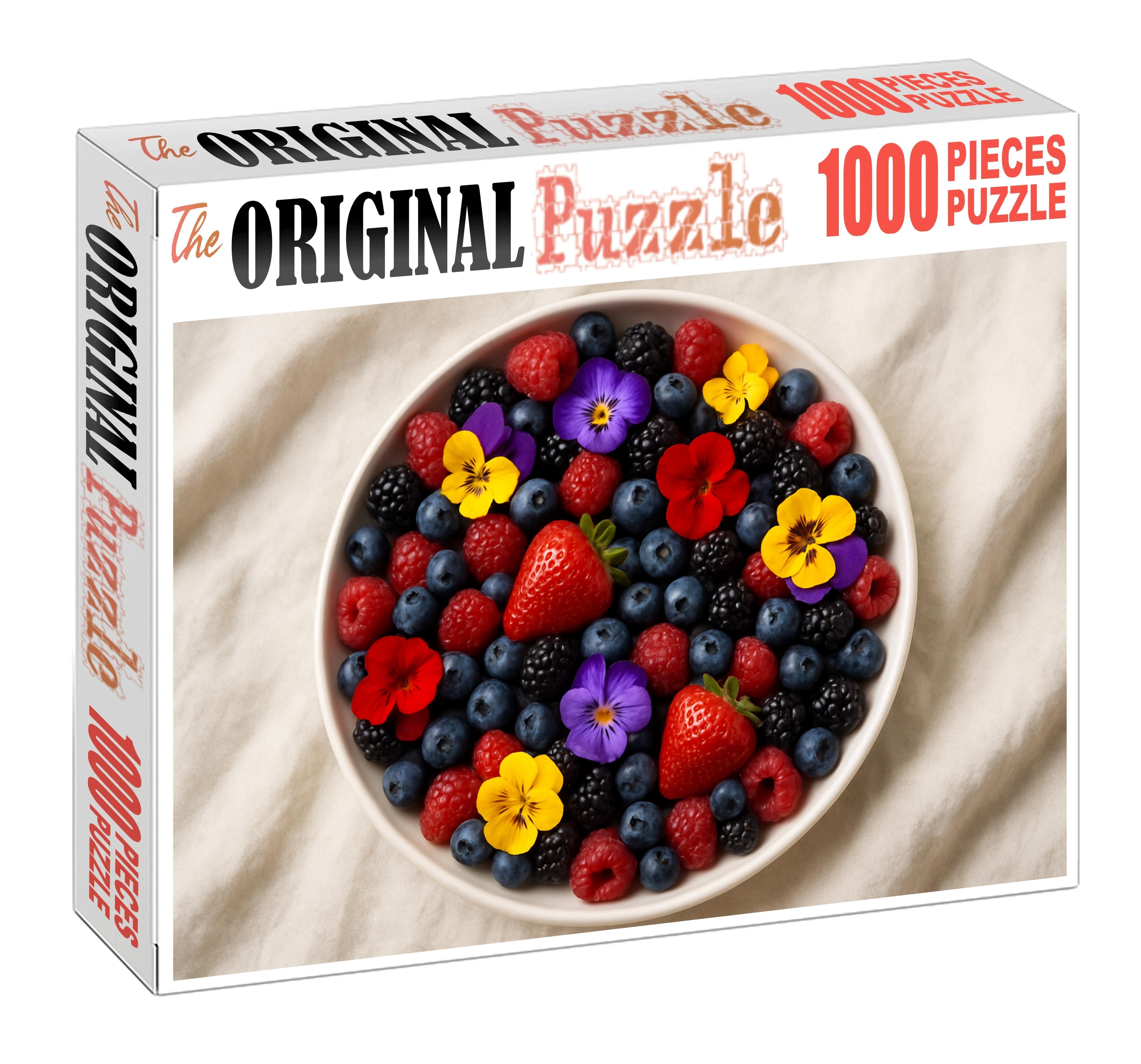 Morning Meadow Platter Mixed Berries And Edible Flowers Display 100 Piece Puzzle