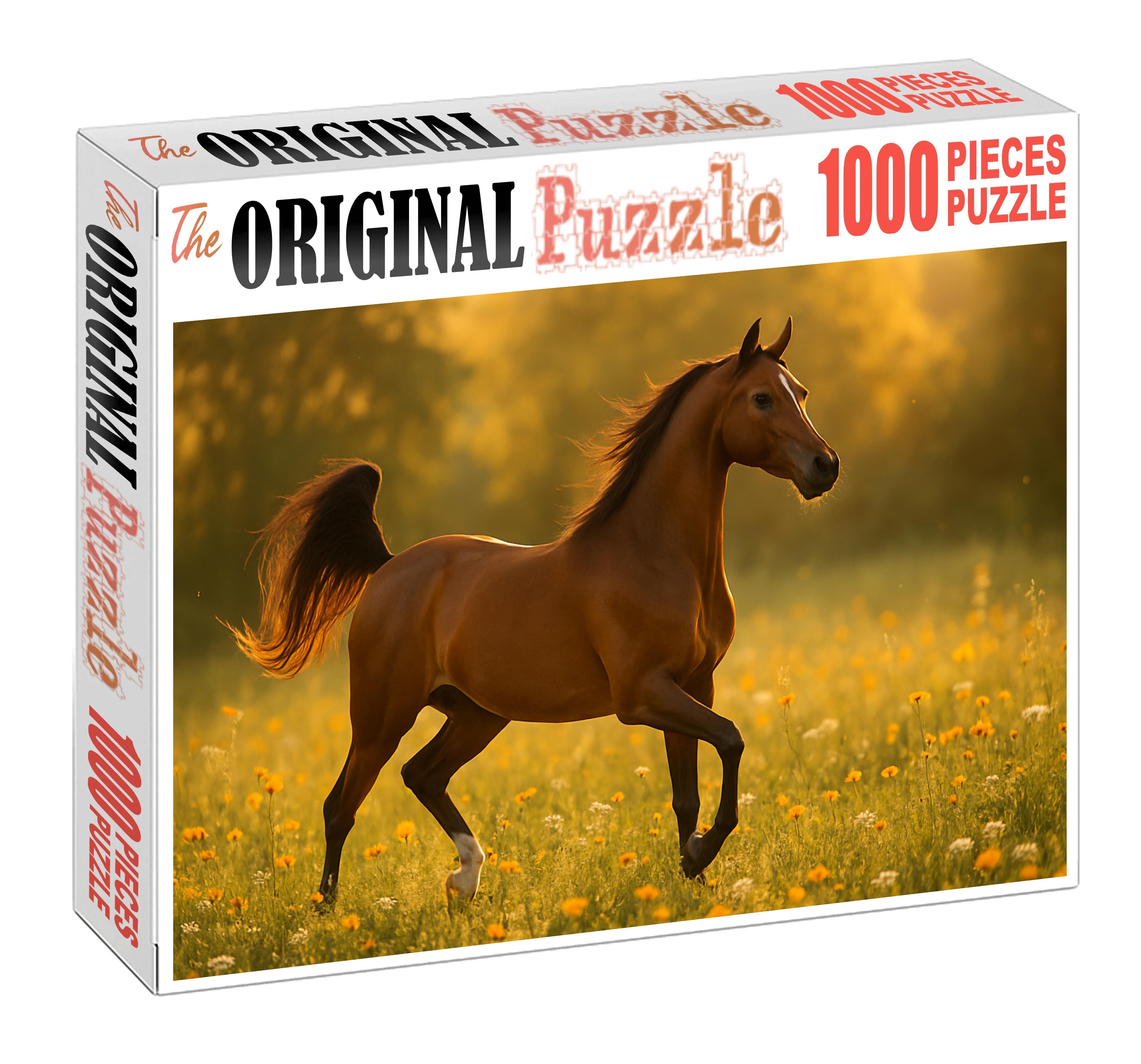 Sunlit Amber Arabian Radiant Bay Mare With Refined Features Large Format Puzzle