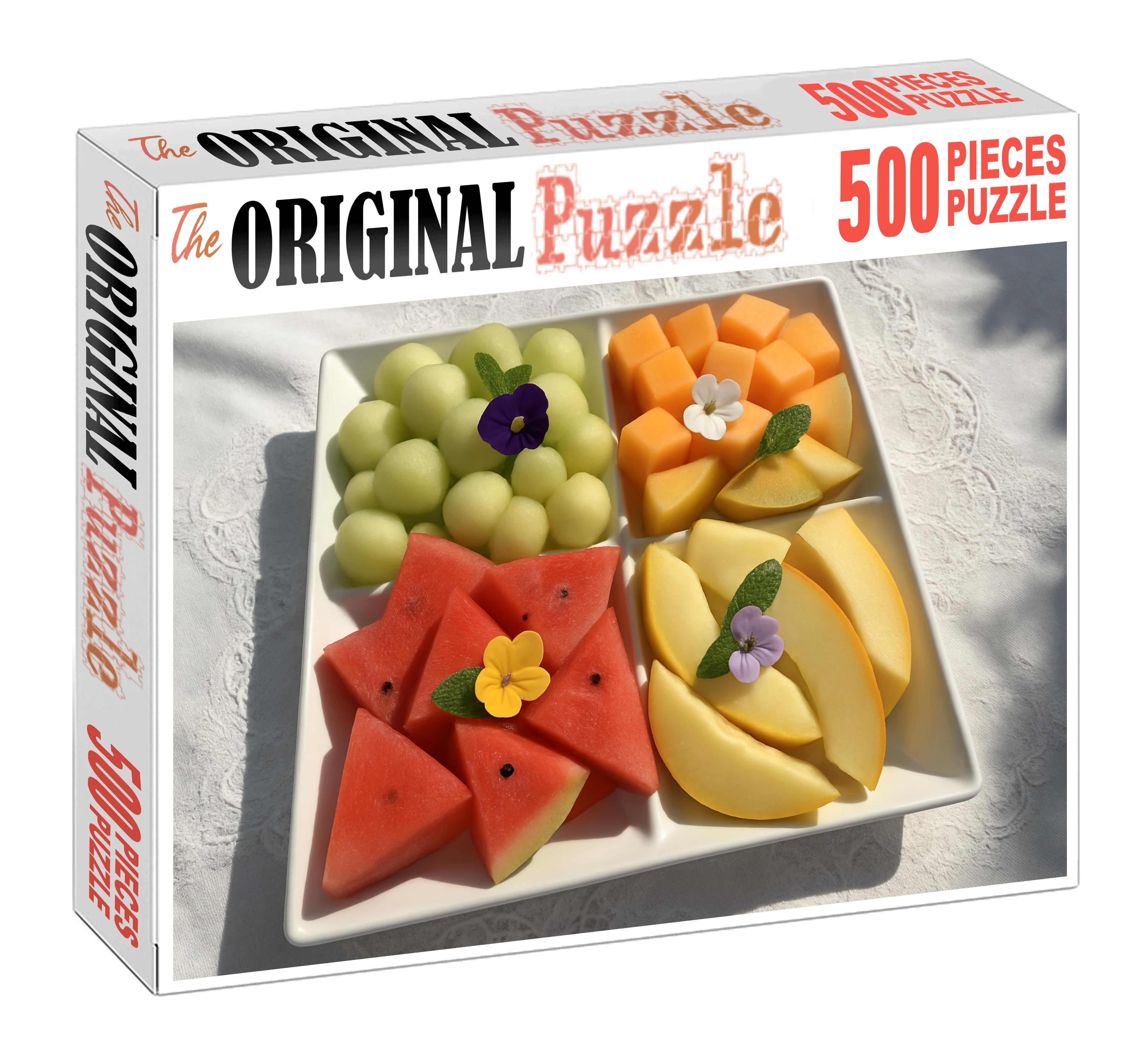 Exotic Melon Quartet Honeydew Cantaloupe Watermelon And Galia Display 500 Piece Puzzle