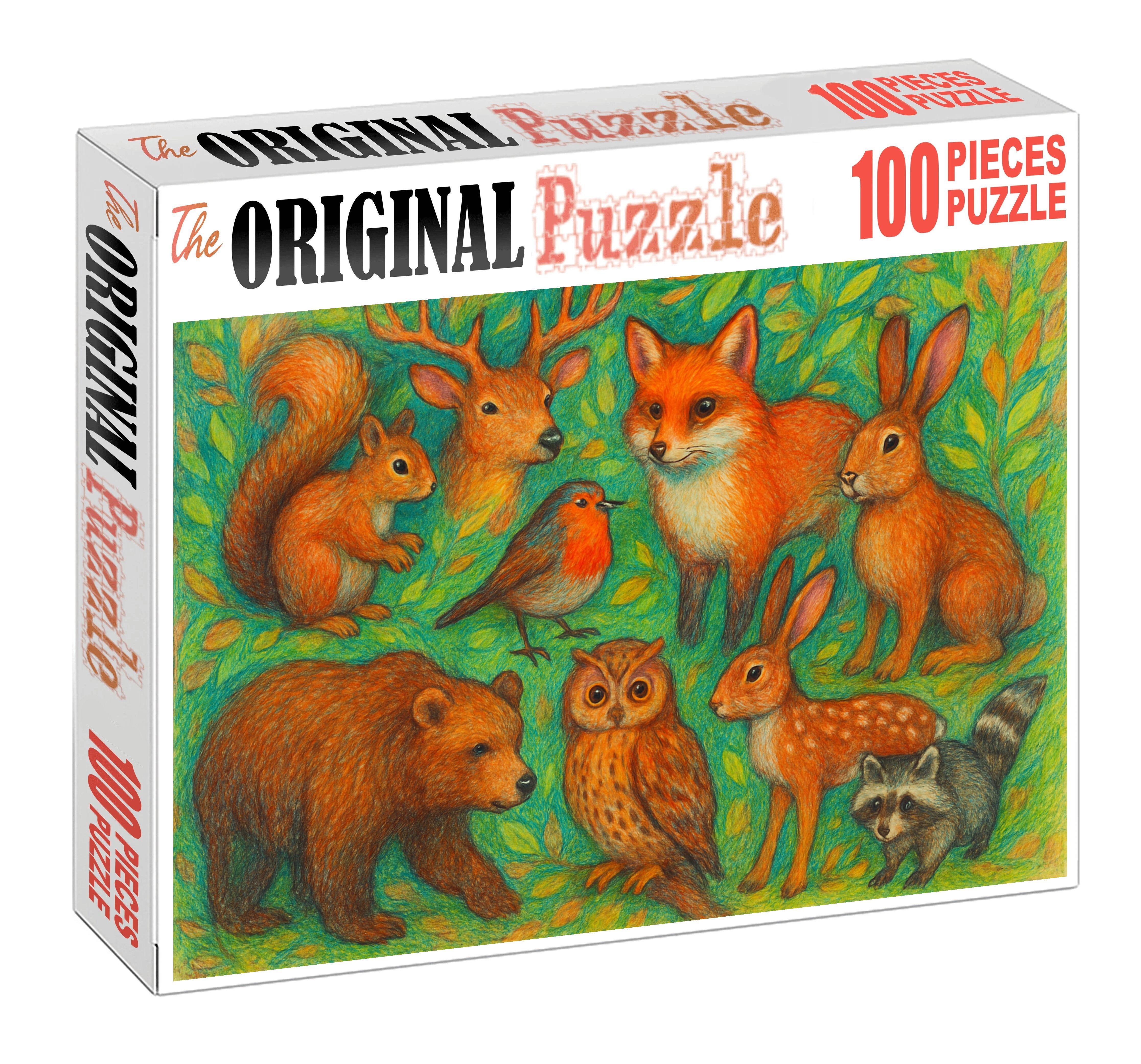 Whimsical Forest Creatures Colored Pencil Character Studies Premium Puzzle Pieces