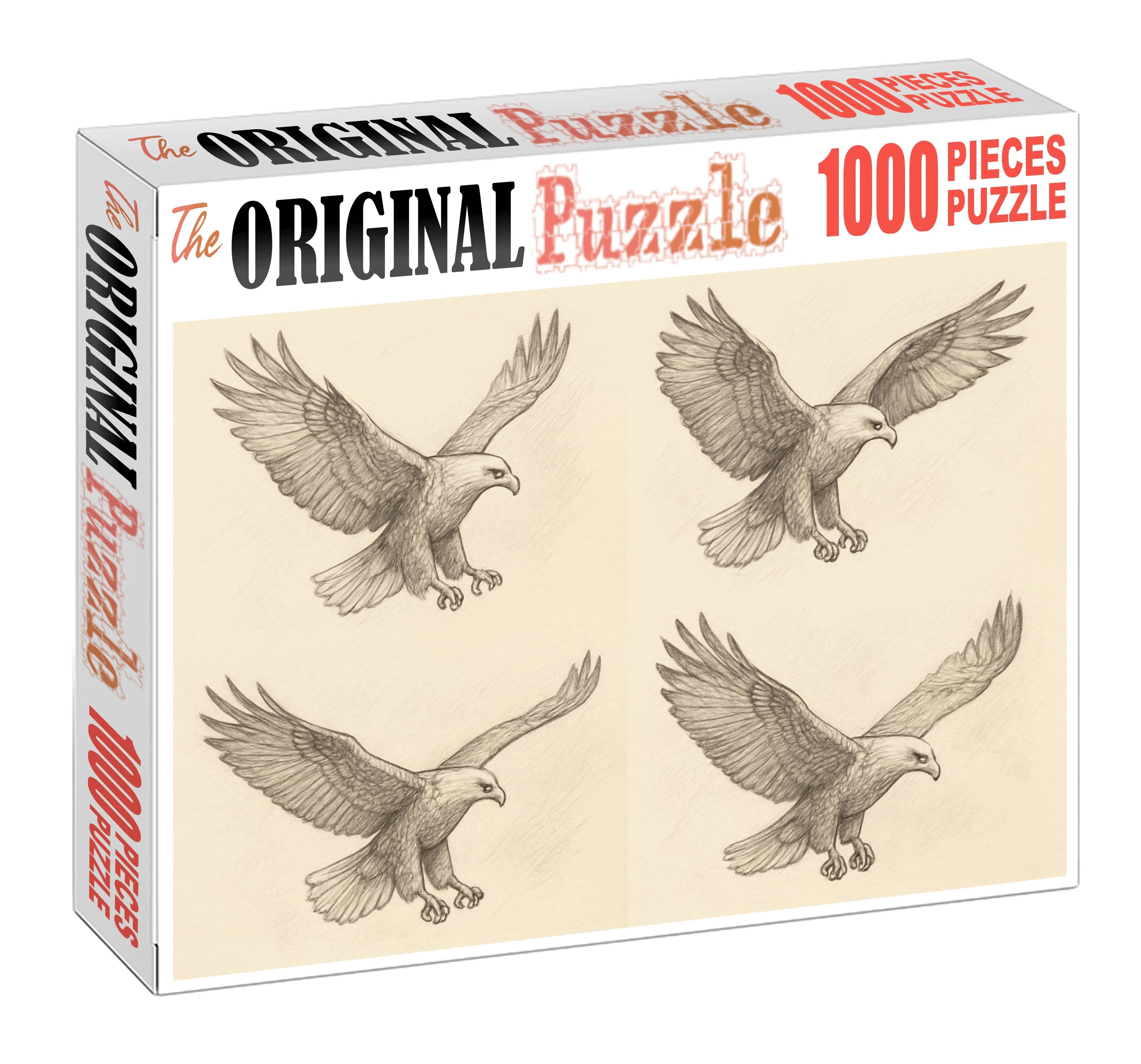 Narrative Wildlife Moment Sequential Pencil Sketches Of Soaring Eagle Family Puzzles