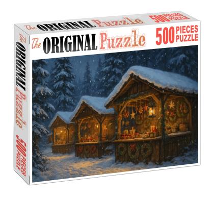 Frosted Pinewood Market Evergreen Canopies And Handmade Treasures 100 Piece Puzzle