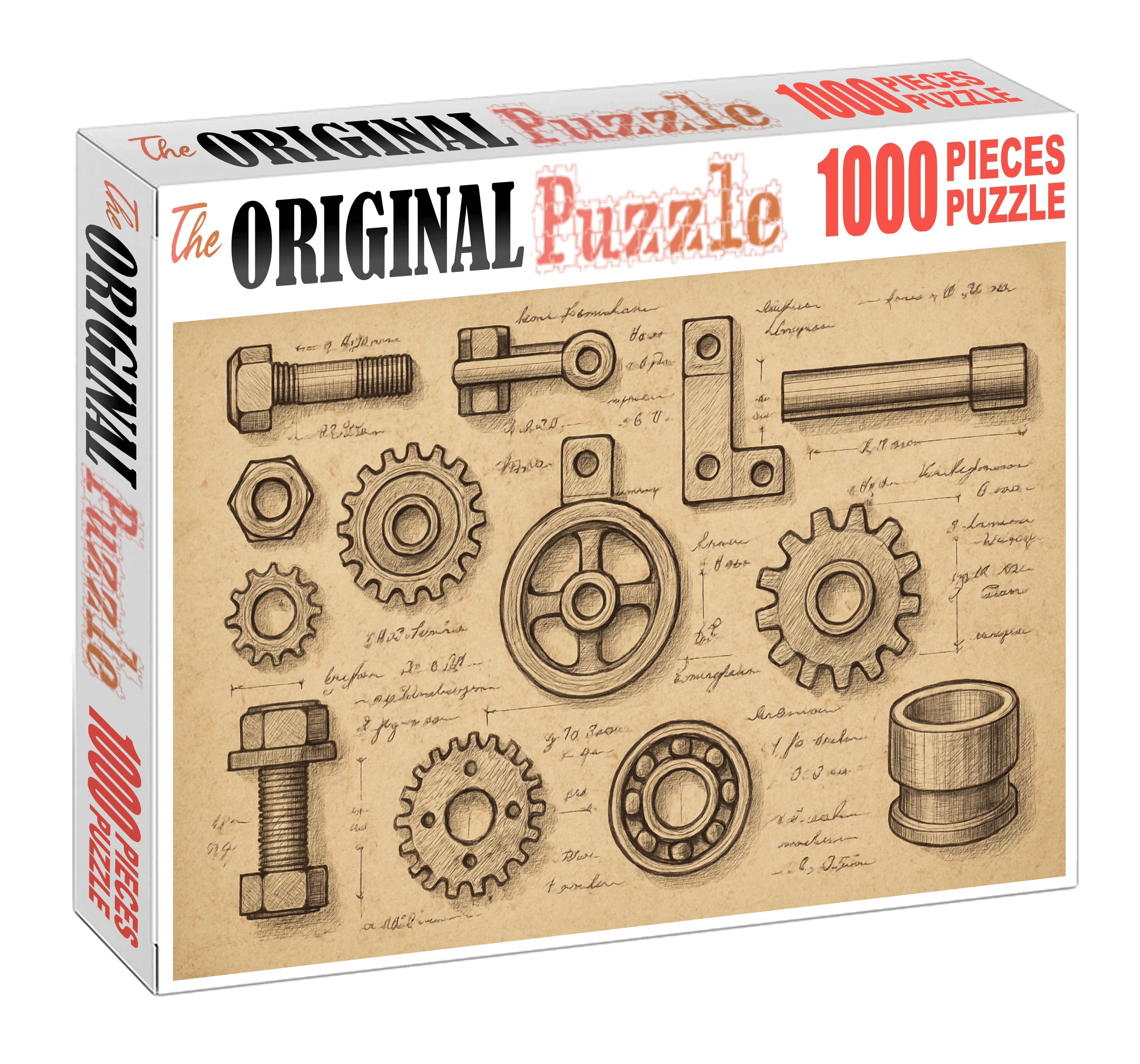 Forgotten Machinery Blueprint Meticulous Ink Line Work With Notations Large Format Puzzle