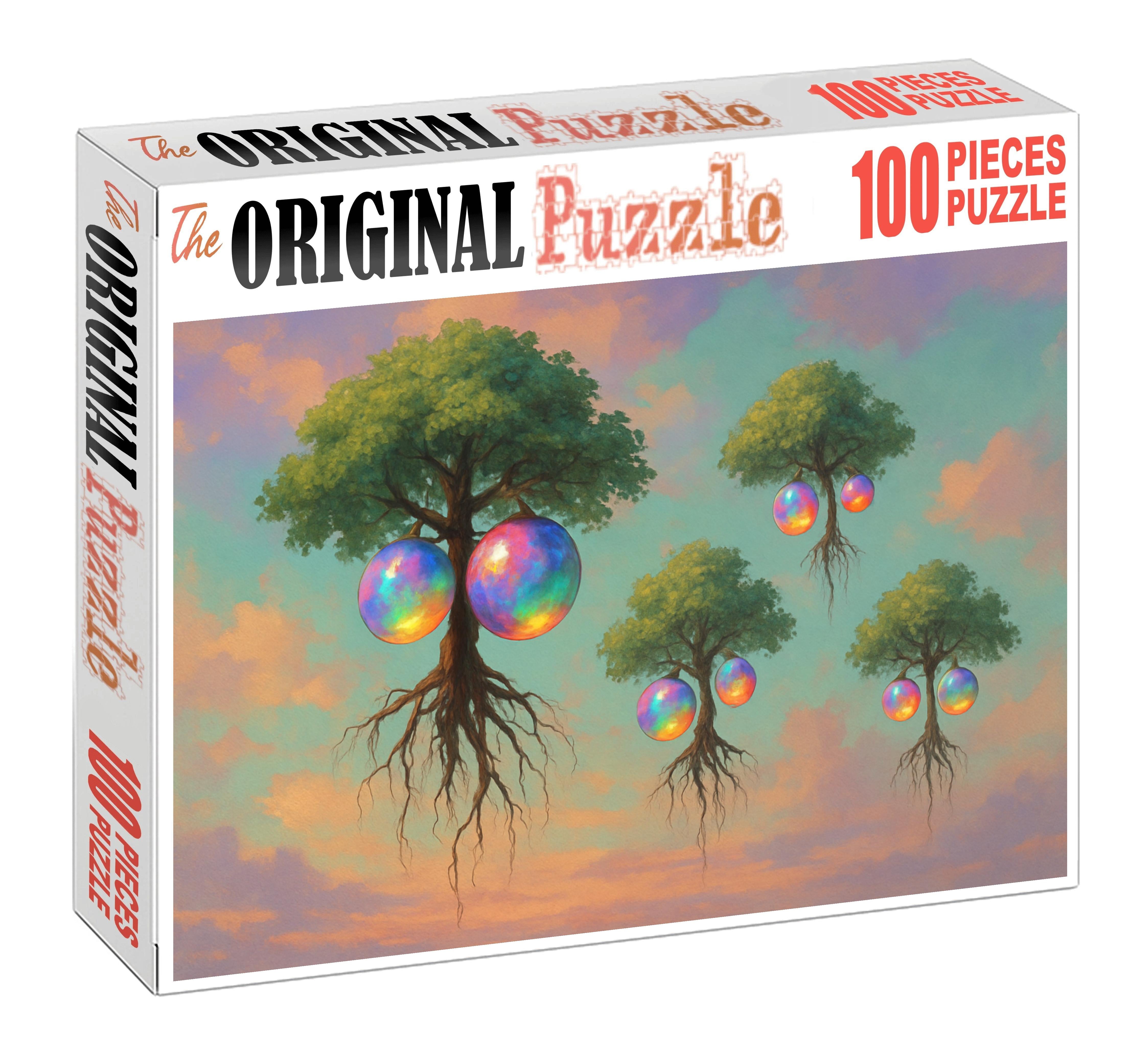 The Floating Orchard Gravity-defying Trees Bearing Shimmering Fruits Unique Puzzle Design