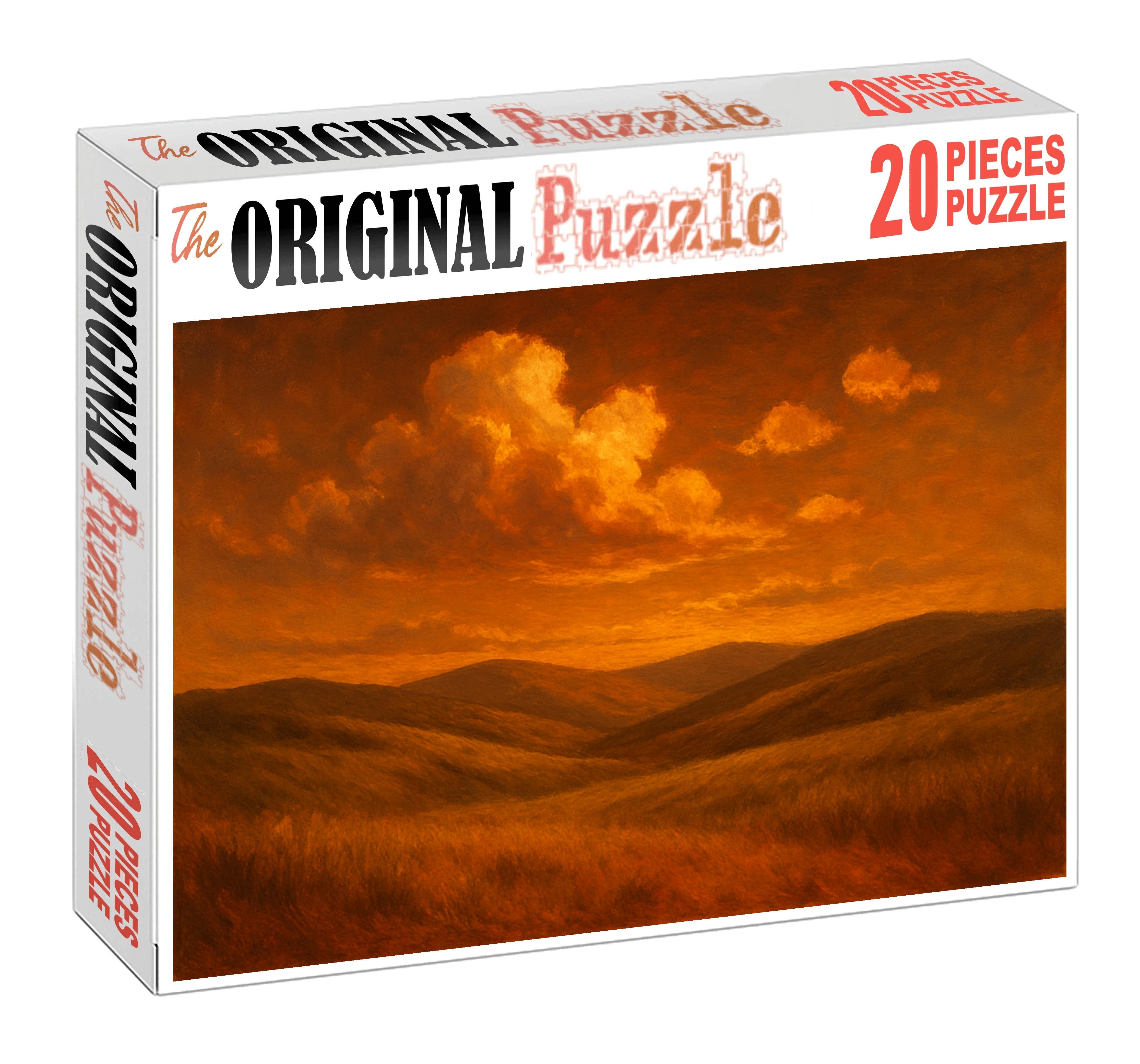 Copper Sunset Over Rolling Grasslands Premium Puzzle Pieces