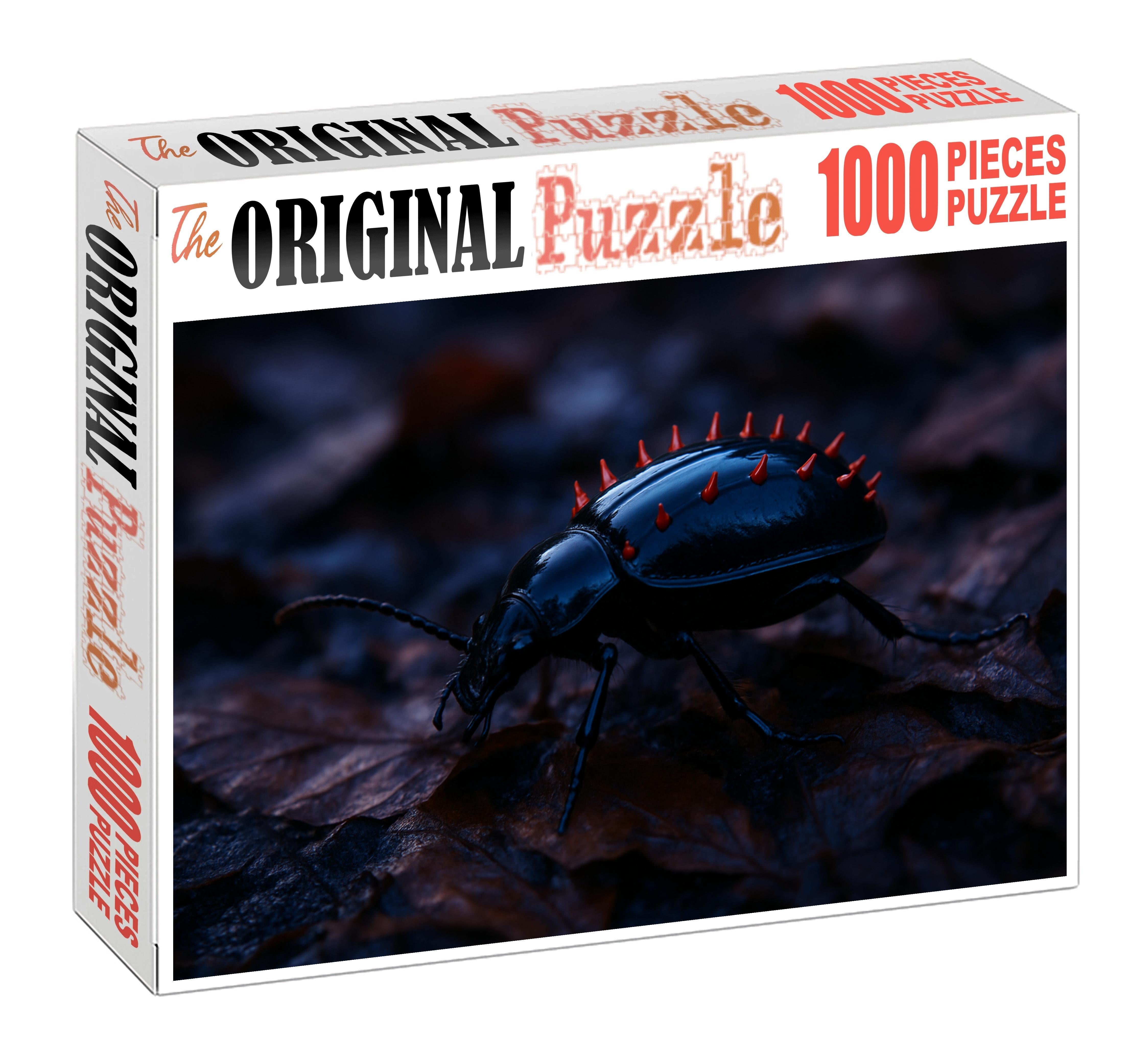 Crimson Spineback Beetle Armored Insect With Radiant Red Spikes Puzzle Fun