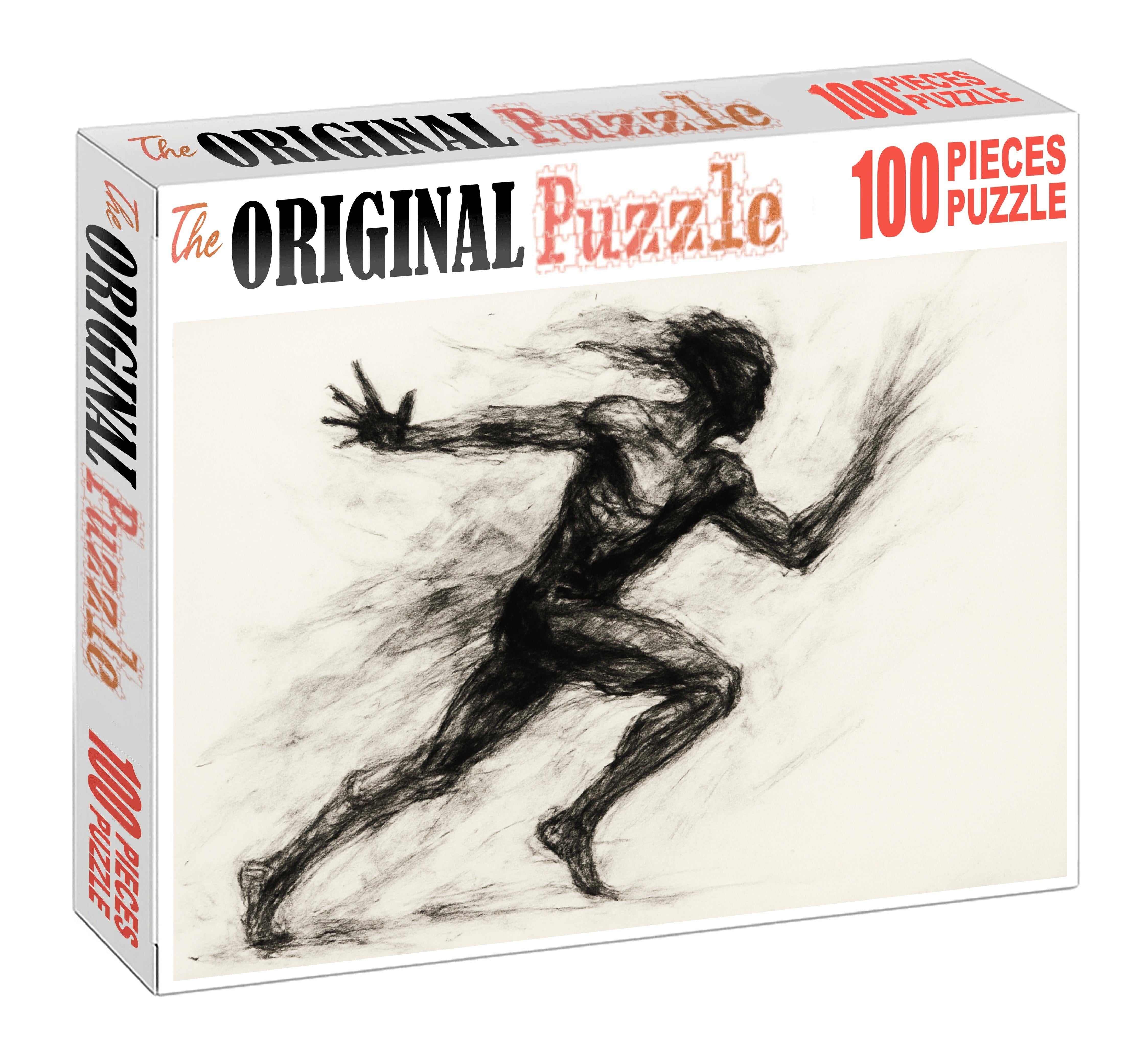 Dynamic Figure Gesture Expressive Charcoal Movement Sketch Custom Jigsaw Puzzle