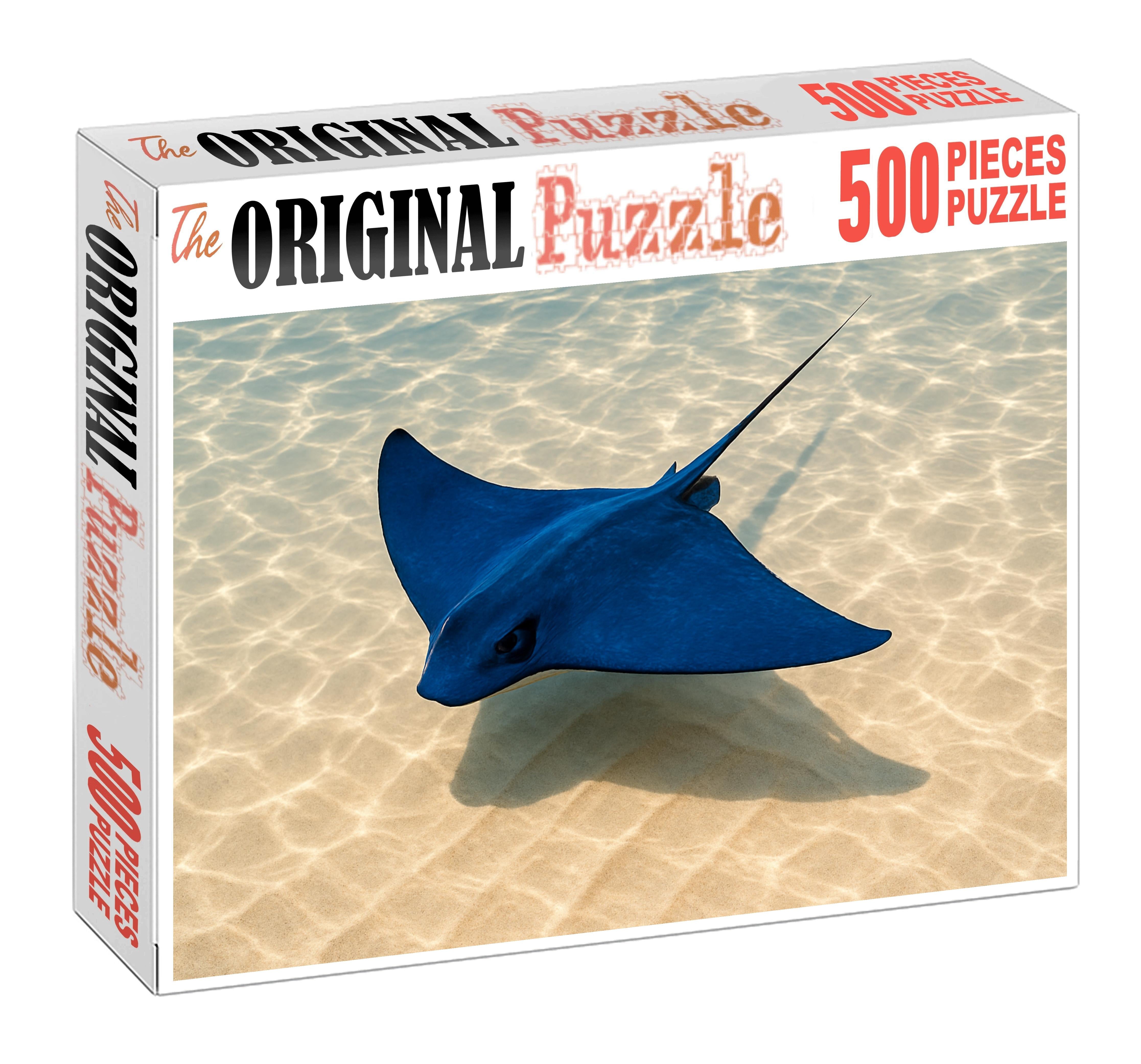 Sapphire Glide Ray Streamlined Filter-feeder With Electric Blue Pectorals Puzzle For Adults