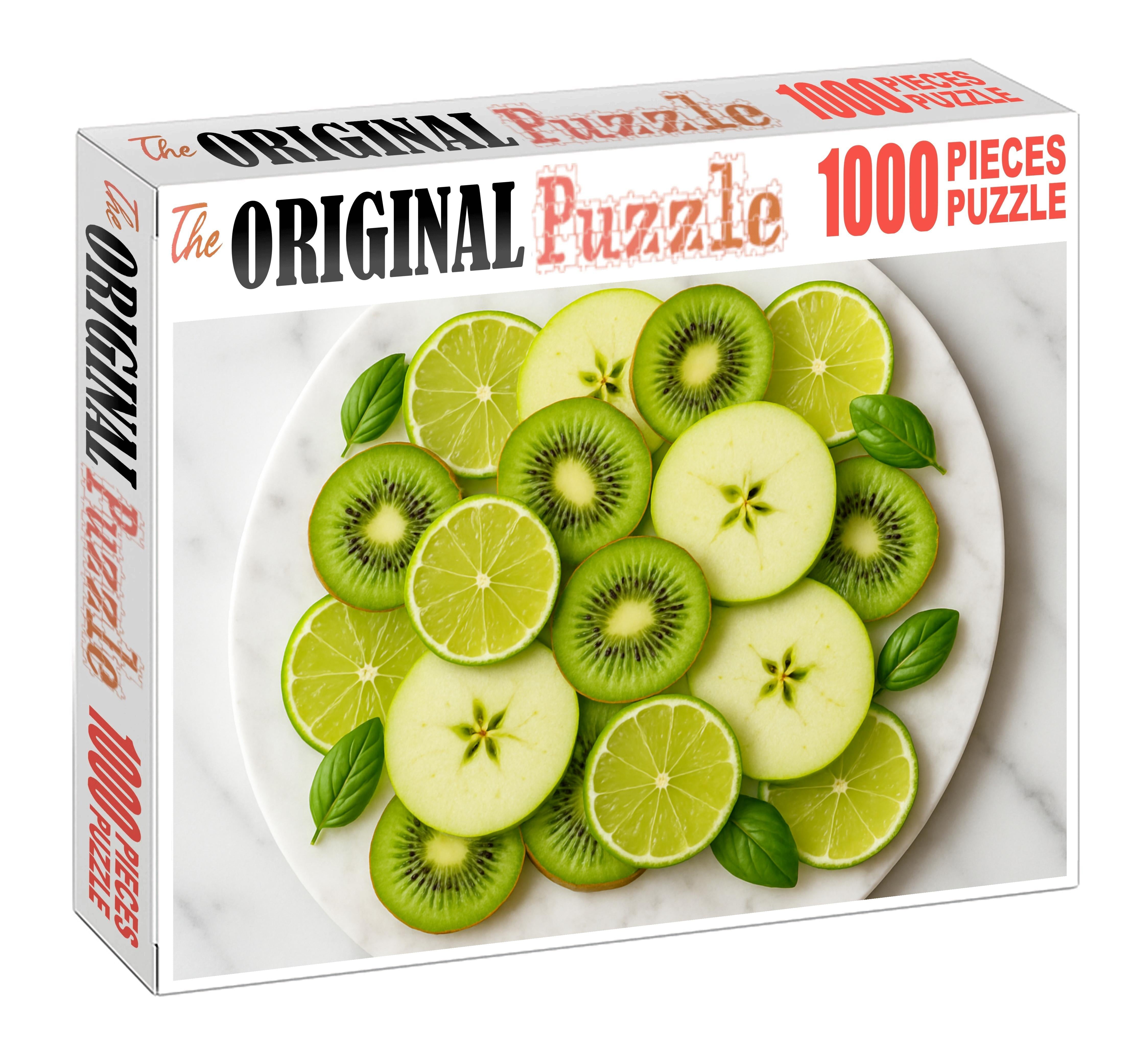 Emerald Citrus Mosaic Lime Kiwi And Green Apple Composition 100 Piece Puzzle
