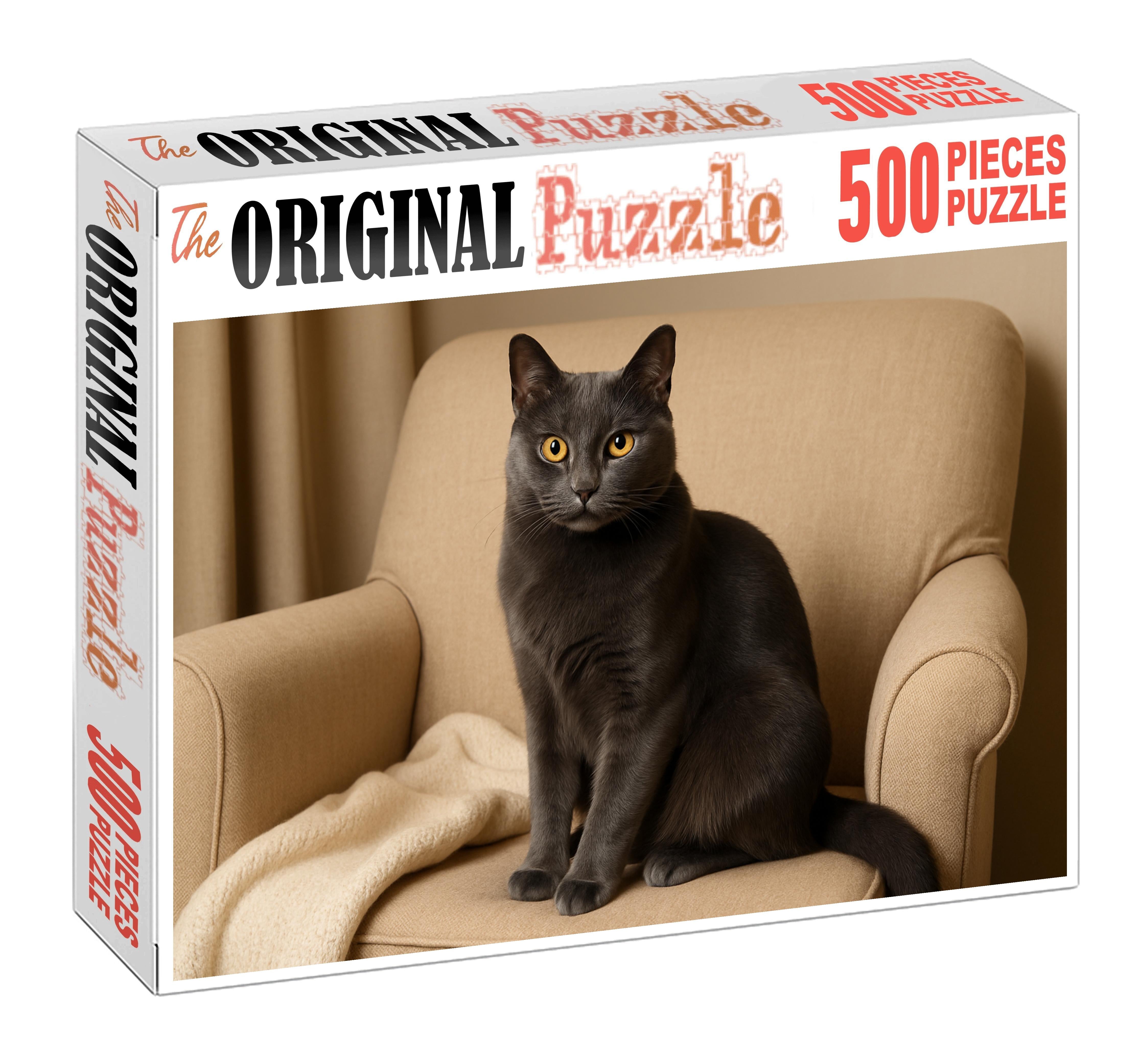 Silver Lining Glossy Gray Shorthair With Calm Confidence 1000 Piece Puzzle