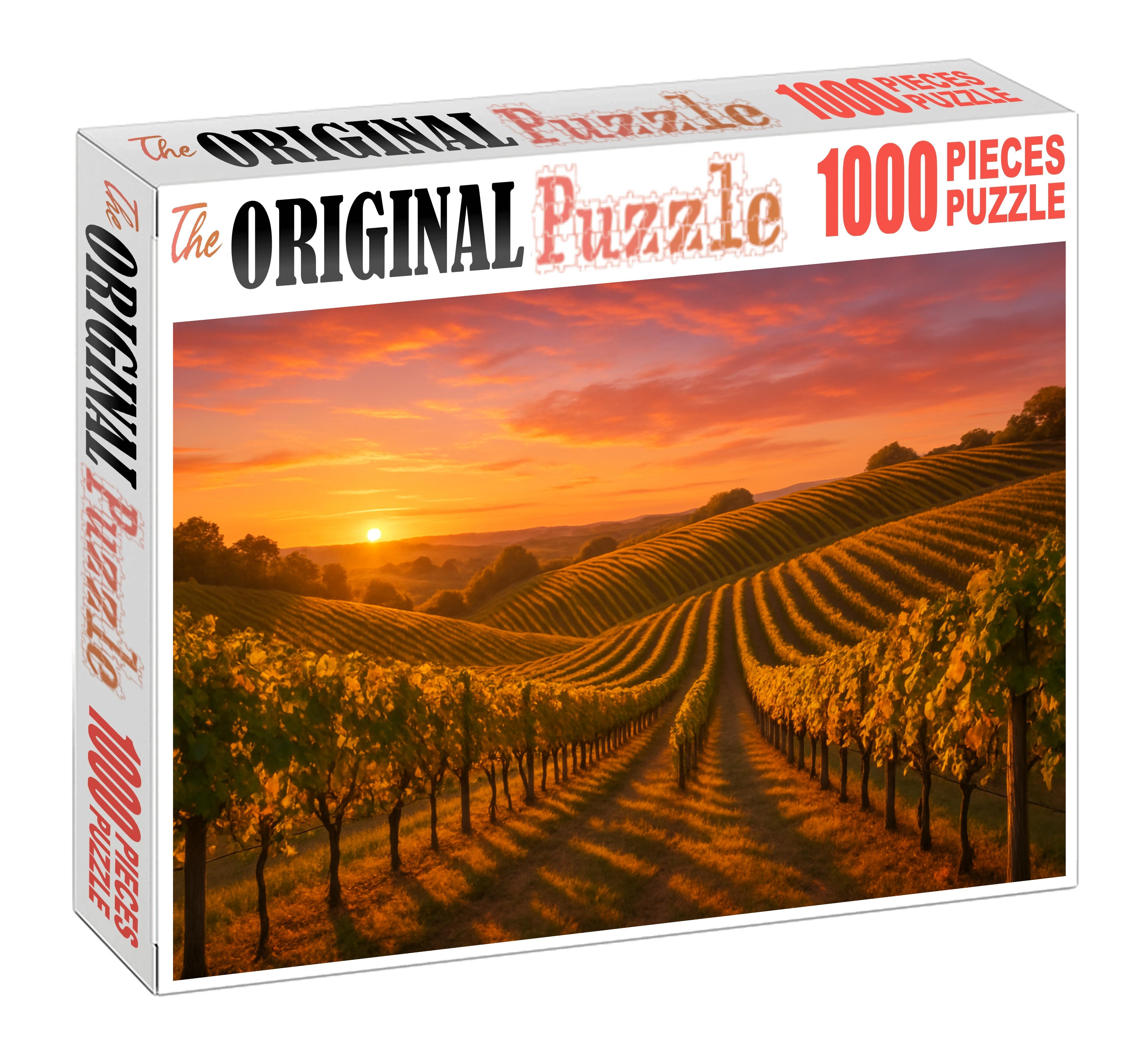 Sunset Over Rolling Vineyard Hills Puzzle For Kids