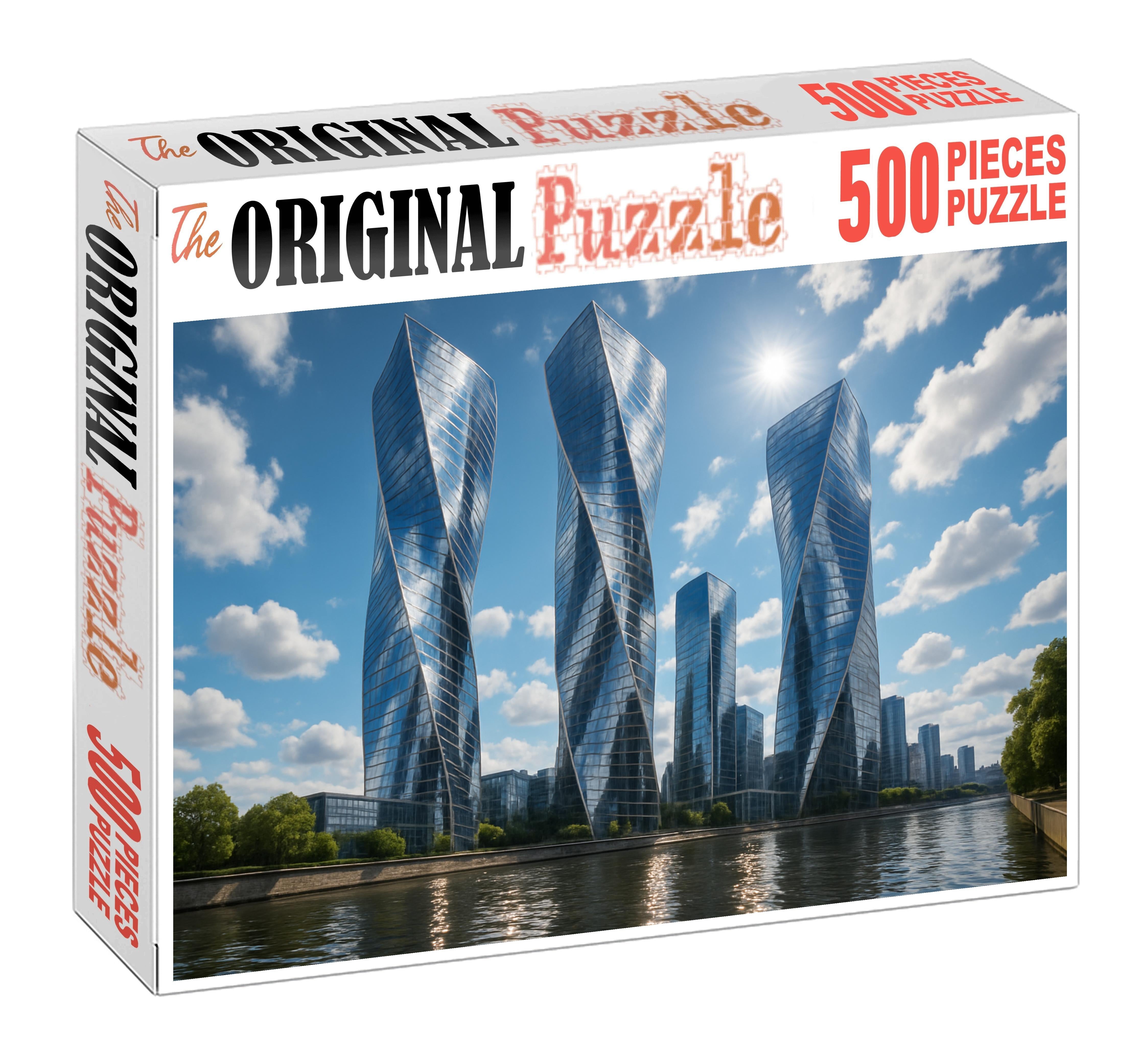 Lujiazui Skyline Futuristic Riverbank With Shanghai Tower And Twisting Skyscrapers Puzzle For Adults