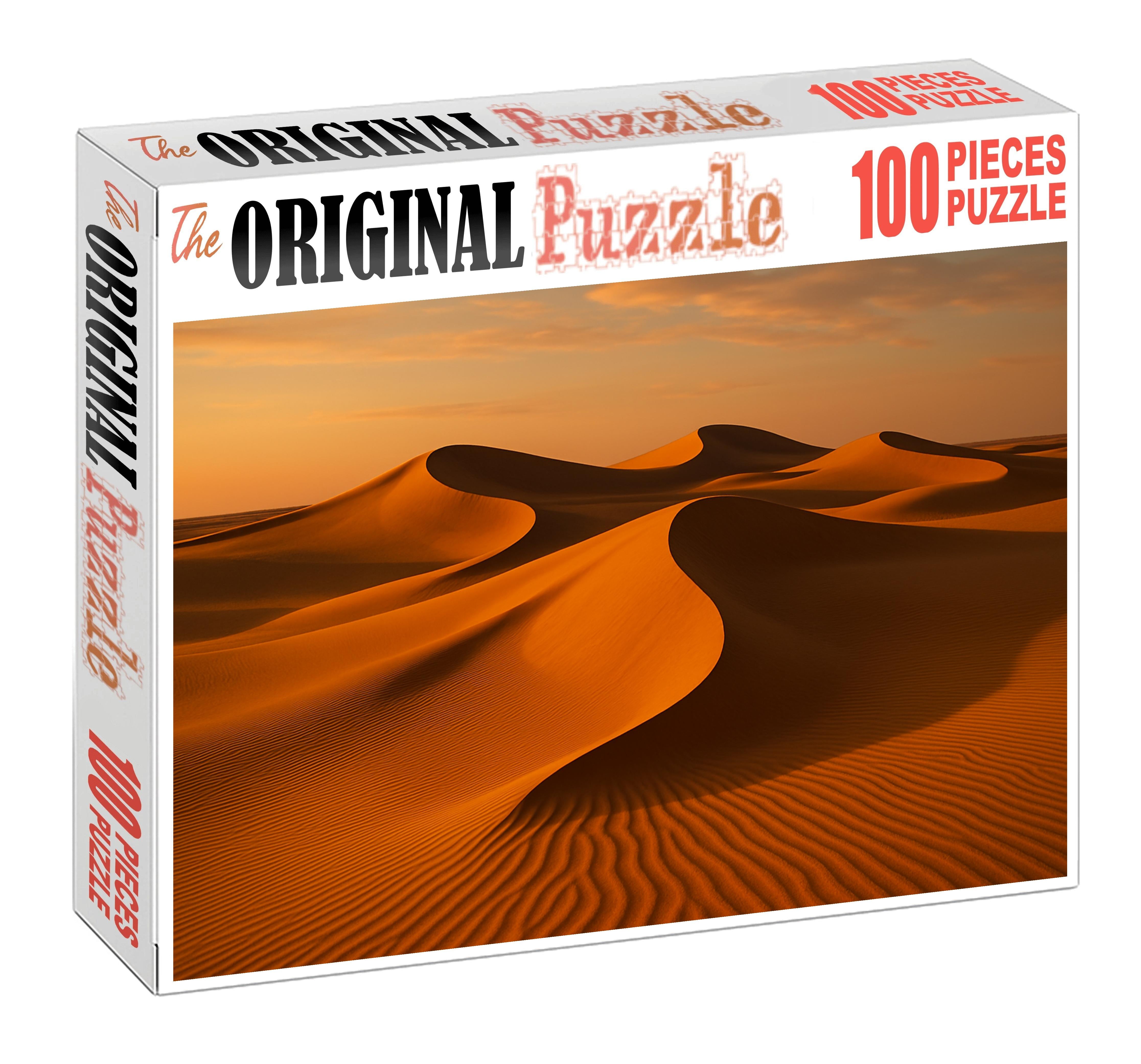 Amber Crescent Glistening Barchan Dunes At Sunset Puzzle Challenge