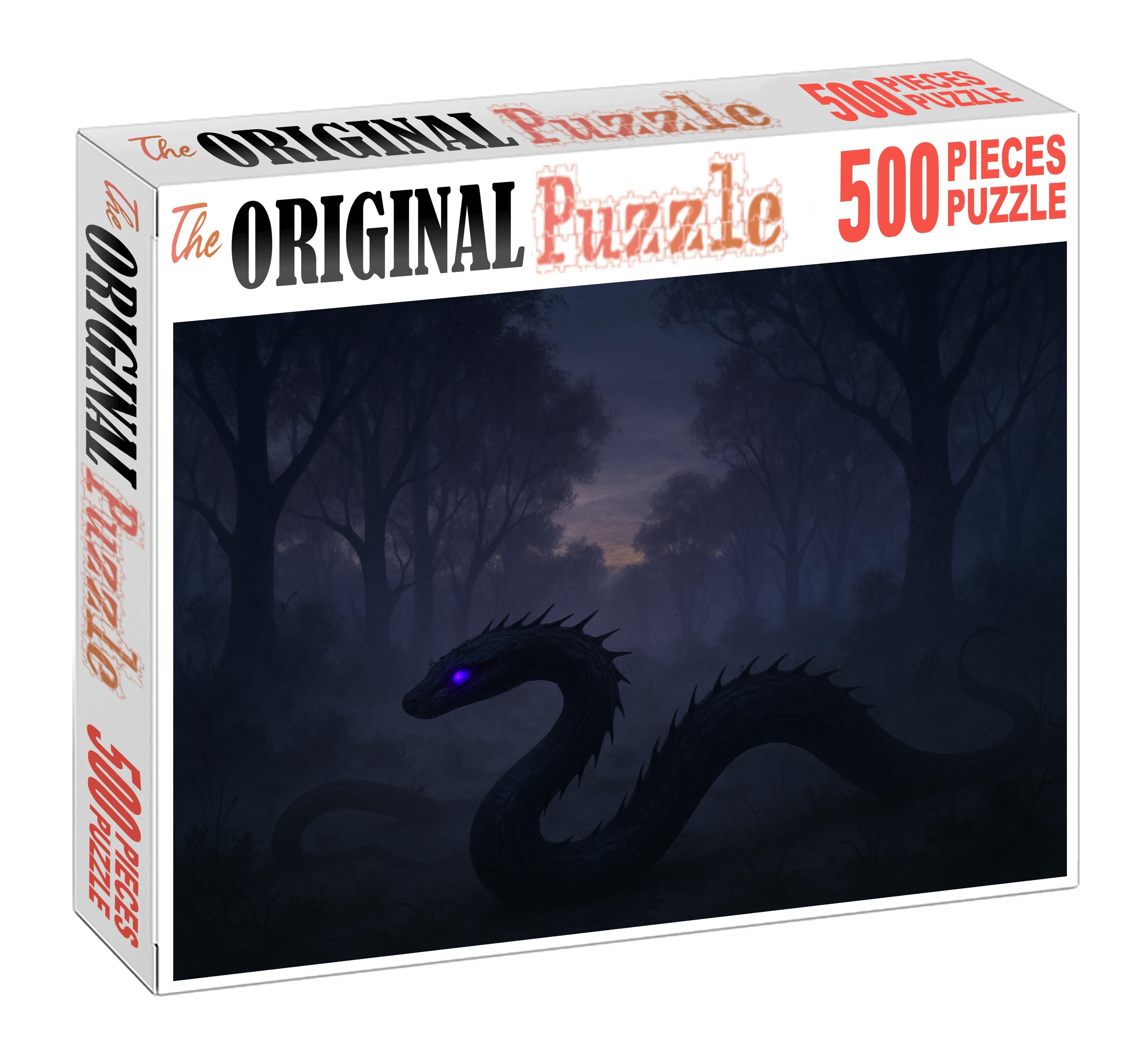 Eclipse Thornwyrm Twilight Serpent With Piercing Violet Eyes Premium Puzzle Pieces