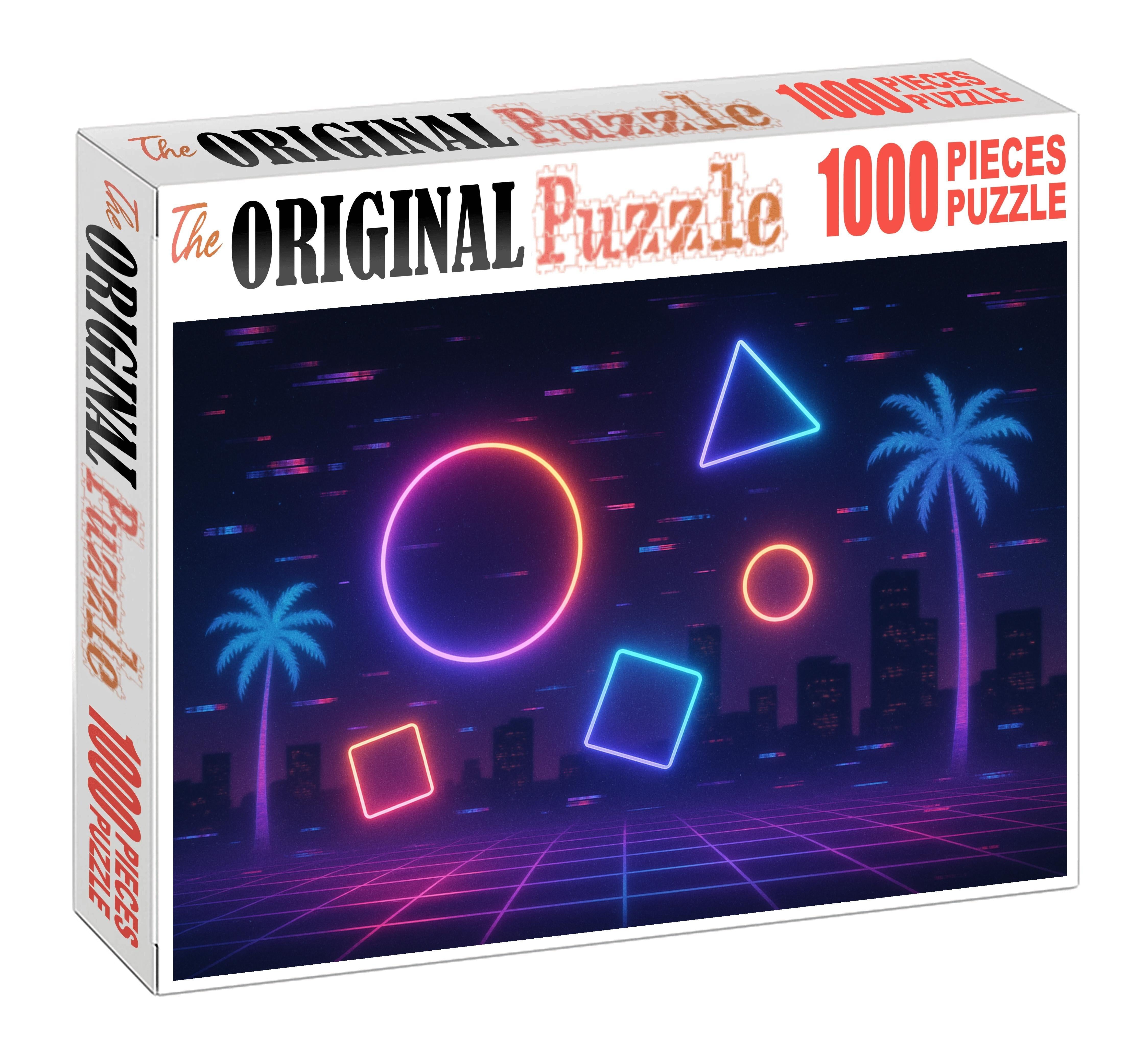 Digital Vaporwave Dreamscape Pastel Neon Nostalgia And Abstract Soundscapes Custom Jigsaw Puzzle