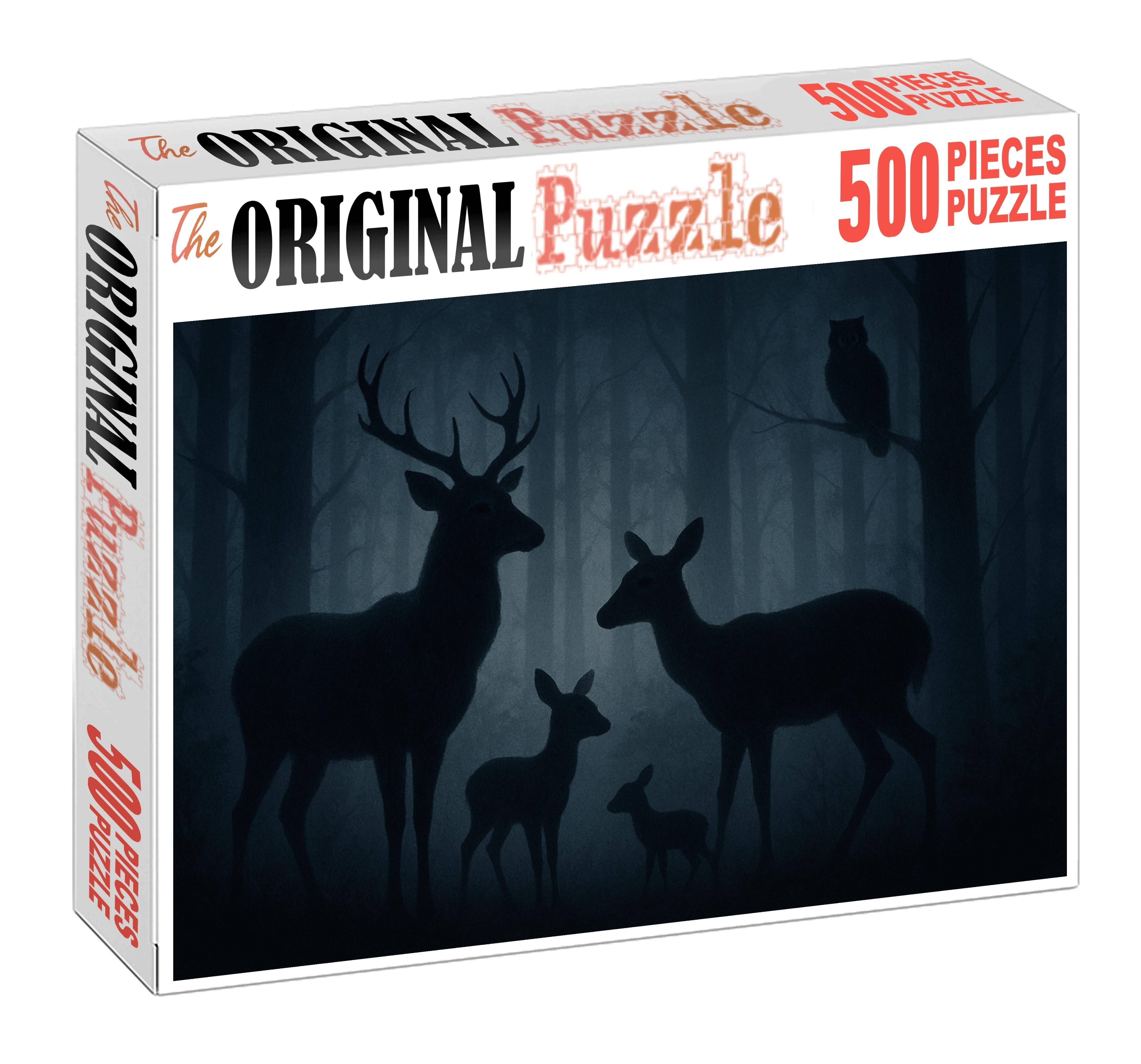 Nocturnal Wildlife Silhouettes Soft Charcoal Renderings Of Forest Animals Large Format Puzzle