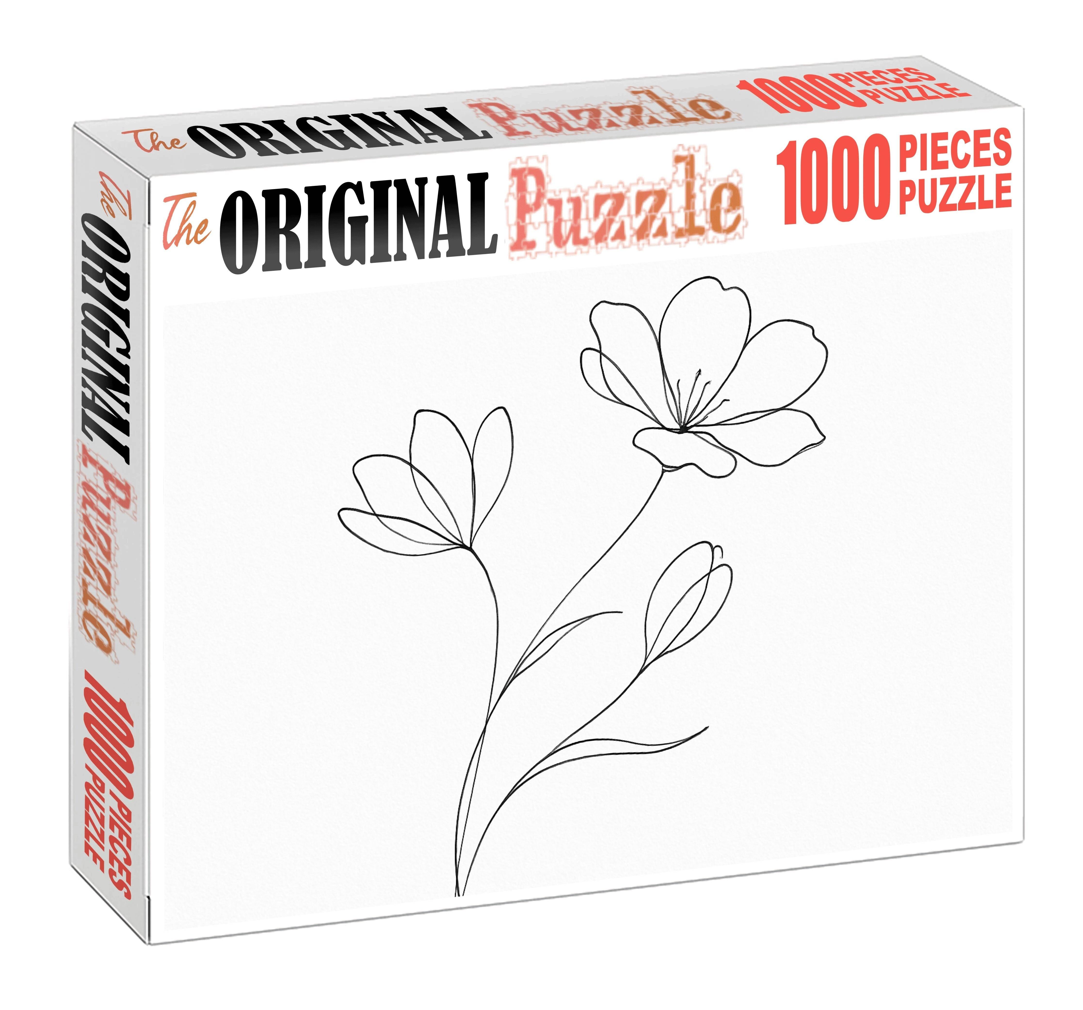 Elegant Floral Linework Minimalist Ink Drawing Of Blossoms Challenging Puzzles