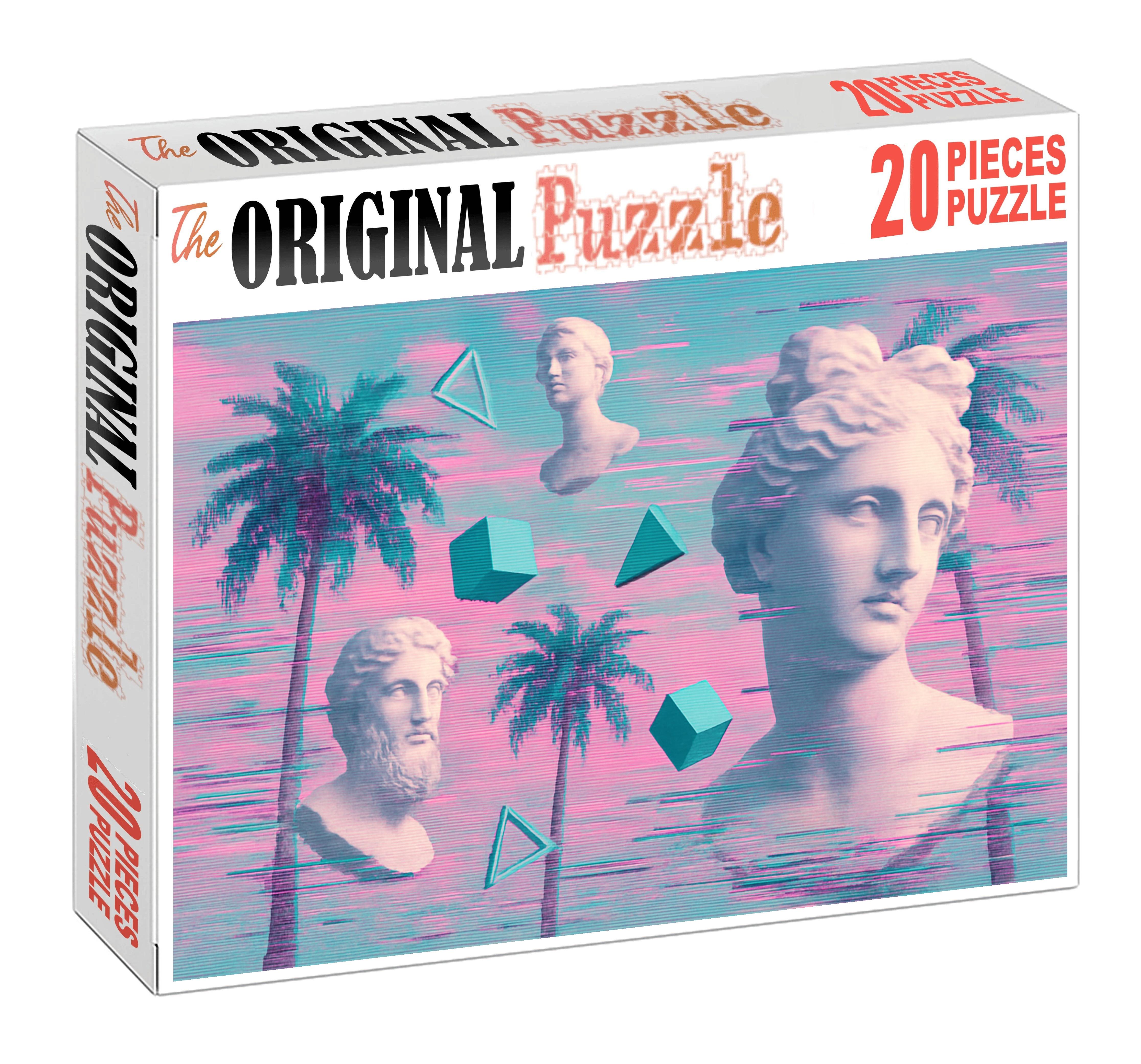 Vaporwave Dreamscape Pastel Nostalgia With Glitch Art Beats 20 Piece Puzzle