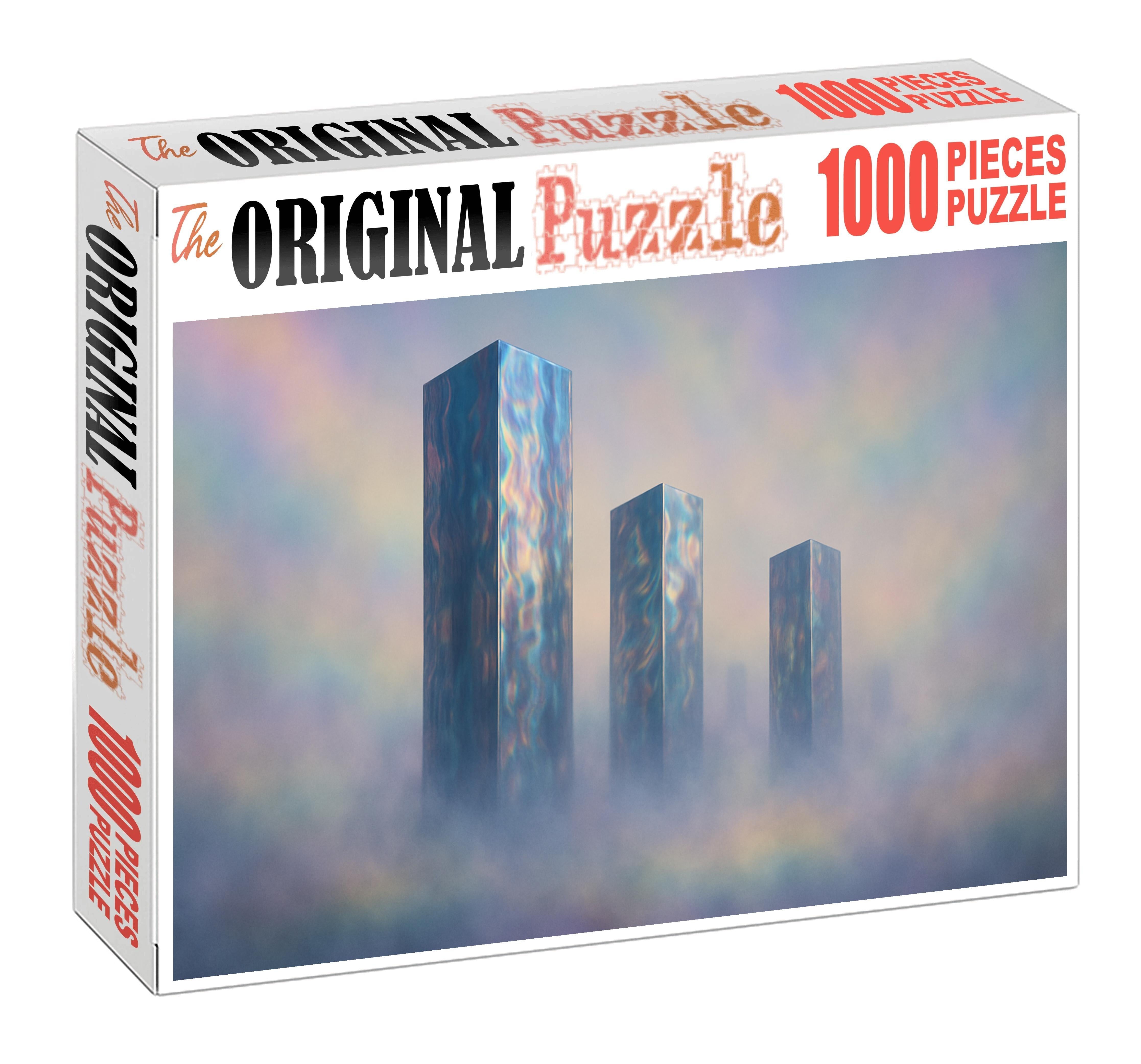 Rainbow Monoliths In The Fog 500 Piece Puzzle