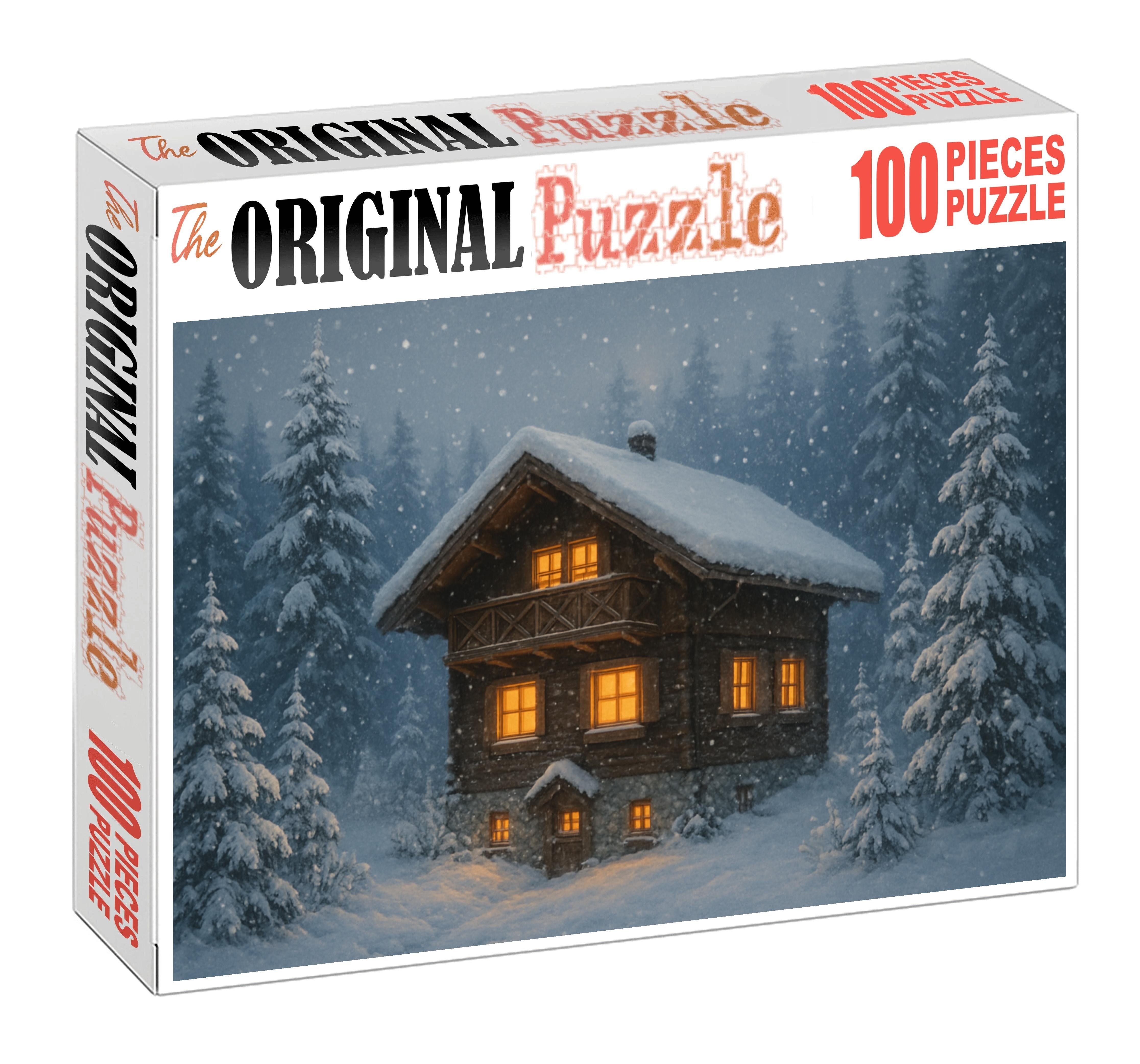 Frost-kissed Evergreen Chalet Puzzle For Adults