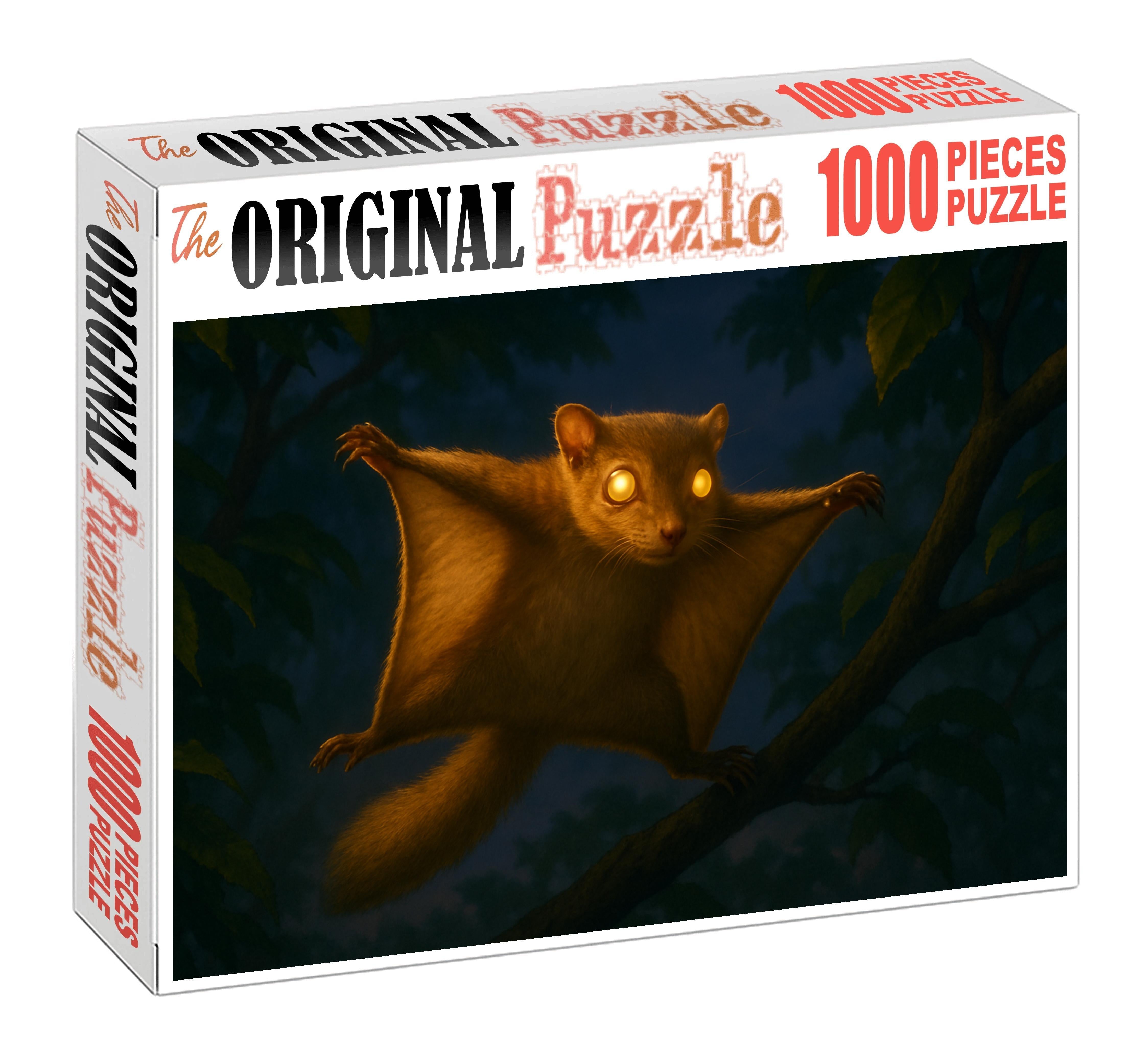 Golden Canopy Glider Agile Mammal With Patagium And Vibrant Fur Premium Puzzle Pieces