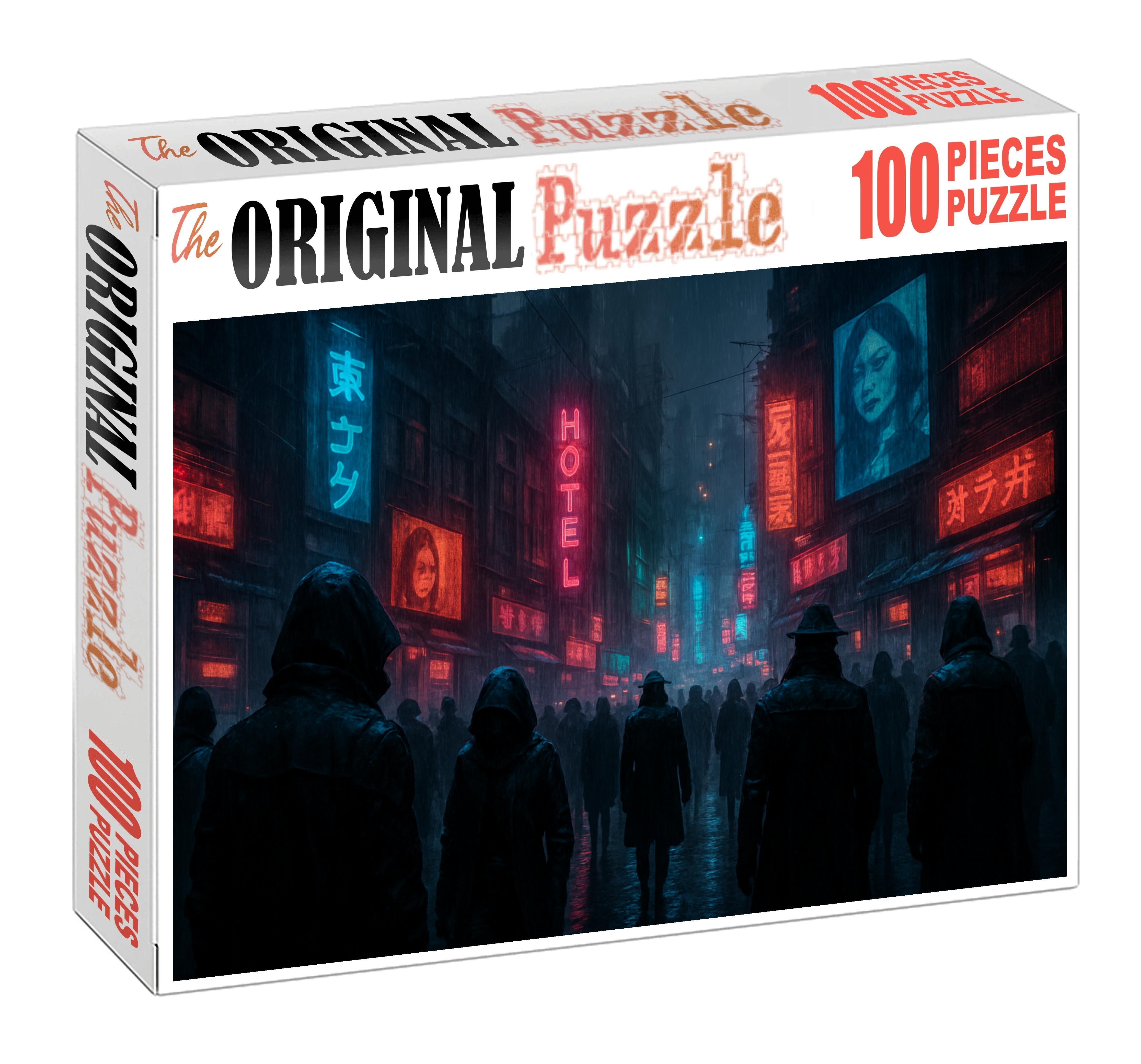 Dystopian Tech Noir Urban Decay With Cybernetic Edge Premium Puzzle Pieces