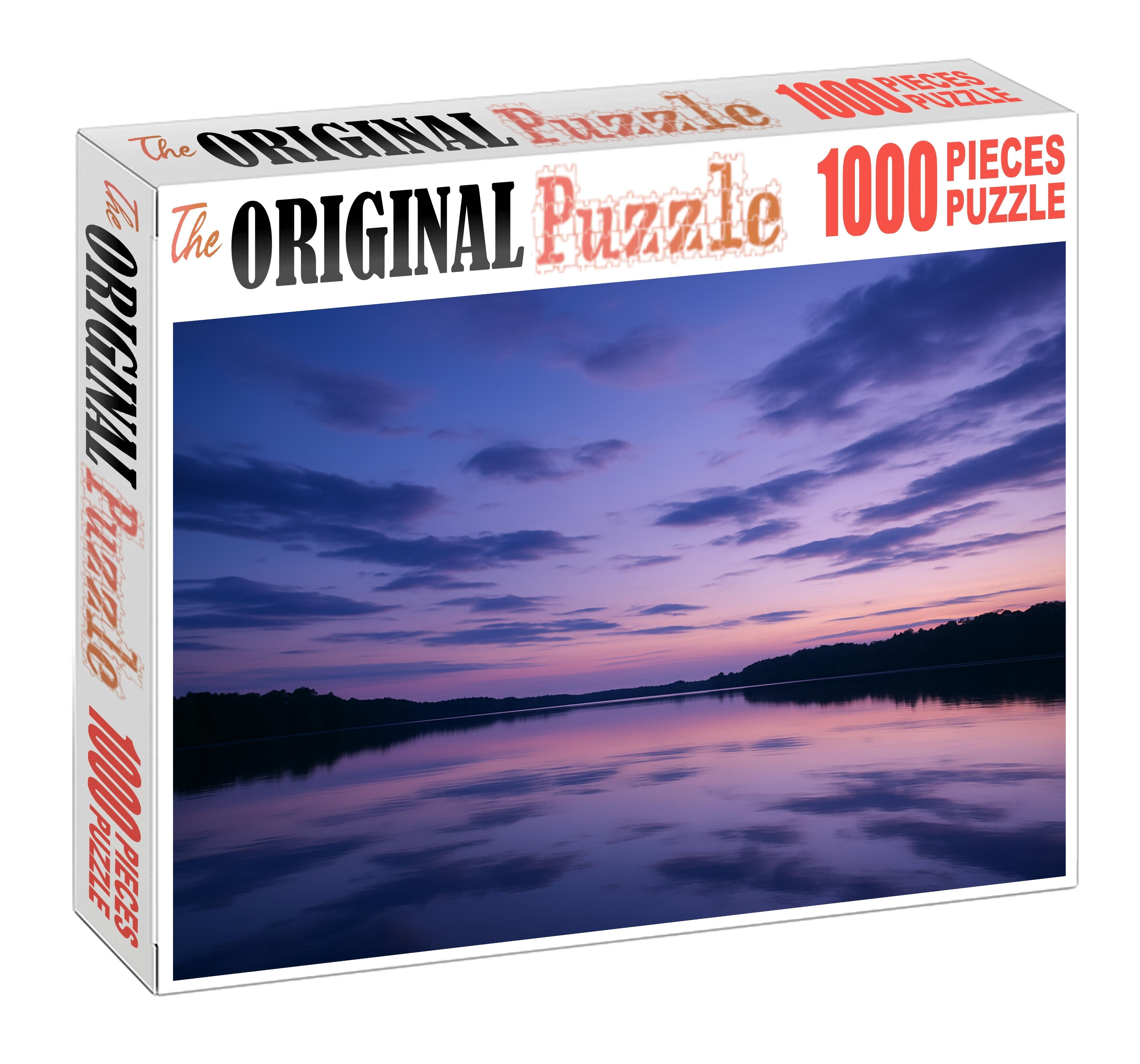 Azure Serenity Glow Calm Waters Bathed In Gentle Blues And Purples Puzzle Collection