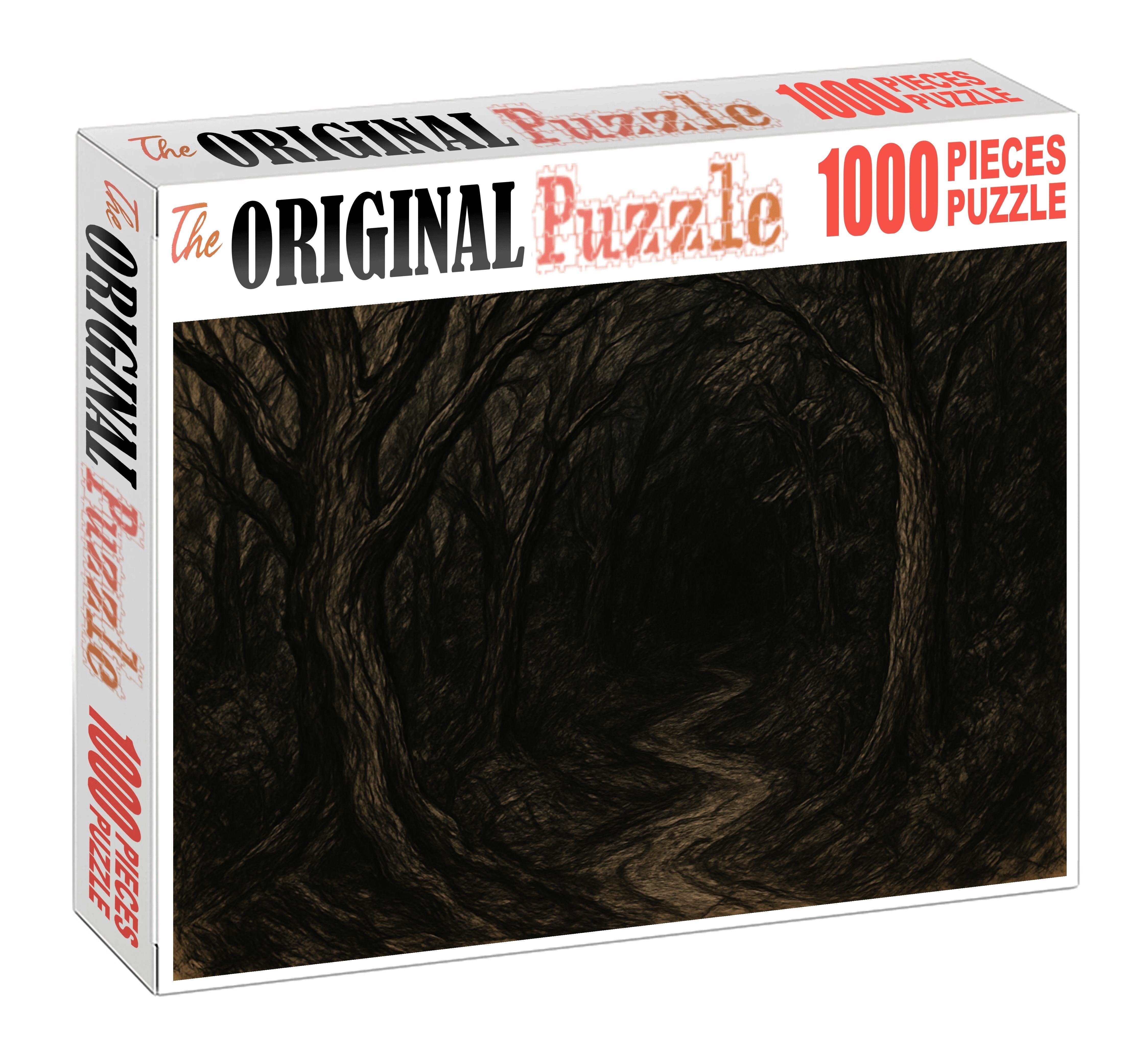Fantasy Forest Path Expressive Ink And Brush Illustration Of Twisted Trees Puzzle Collection