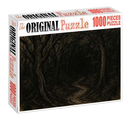 Fantasy Forest Path Expressive Ink And Brush Illustration Of Twisted Trees Puzzle Collection