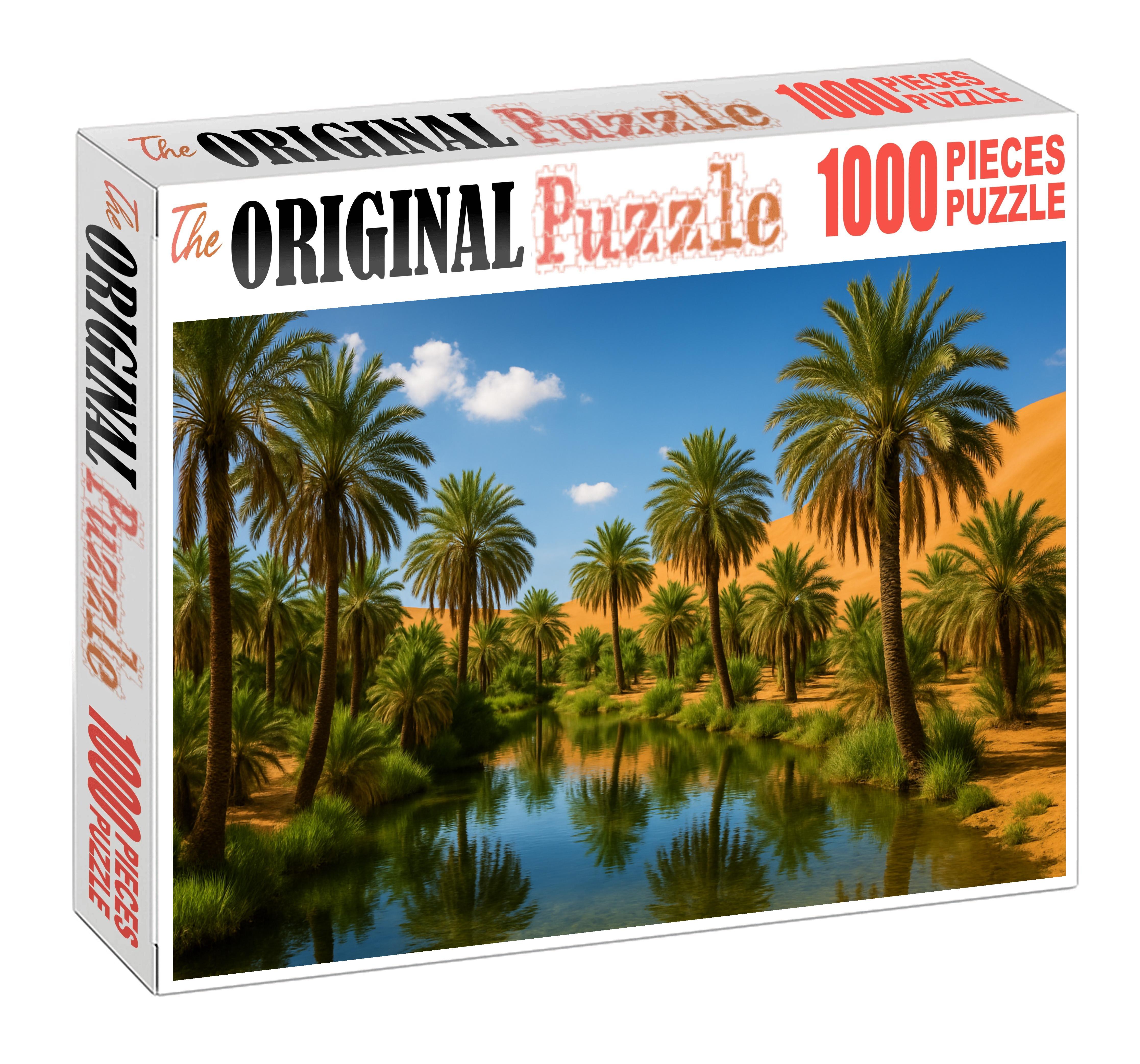Emerald Oasis Refuge Lush Haven In Golden Sands Premium Puzzle Pieces