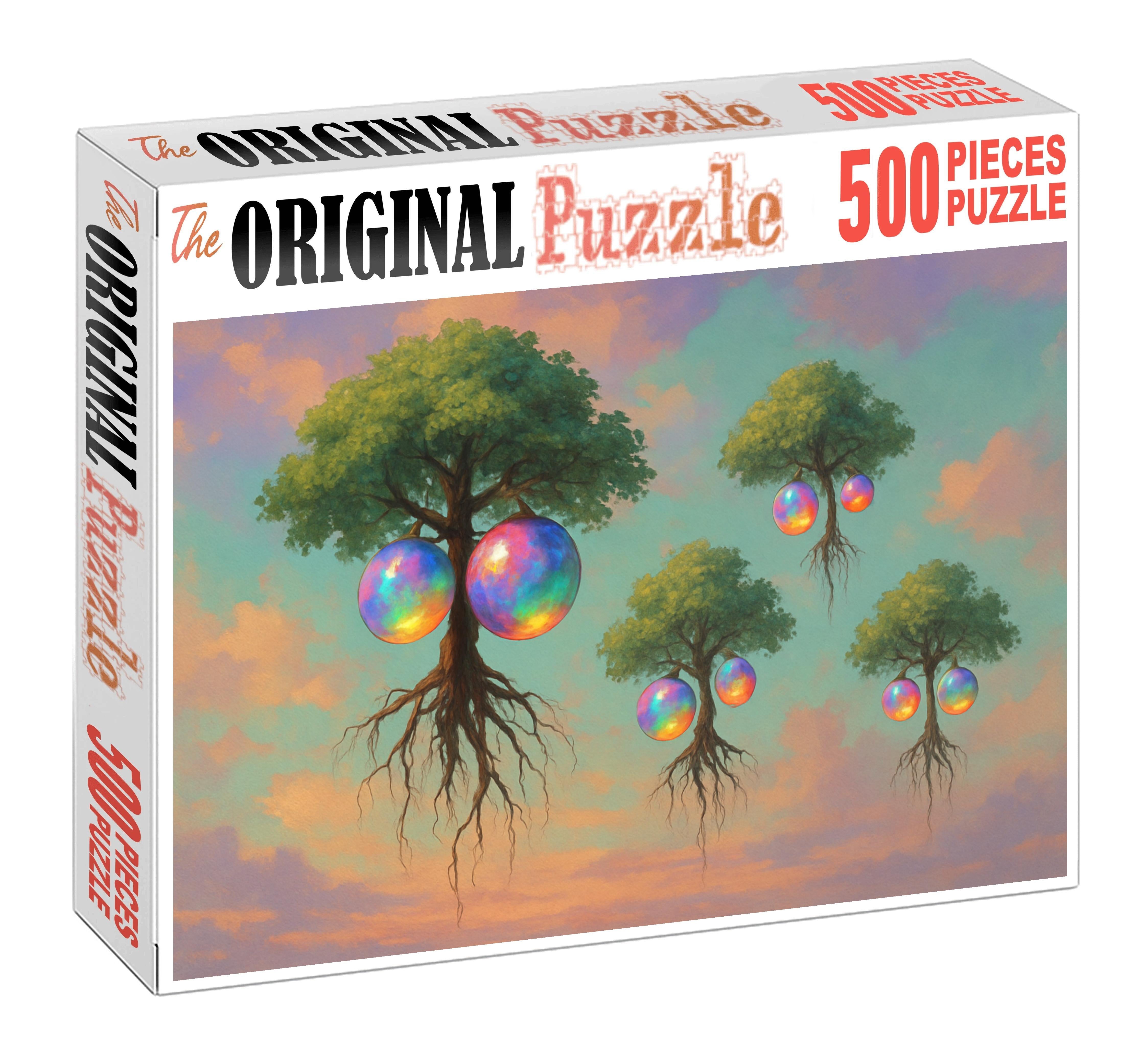 The Floating Orchard Gravity-defying Trees Bearing Shimmering Fruits Unique Puzzle Design