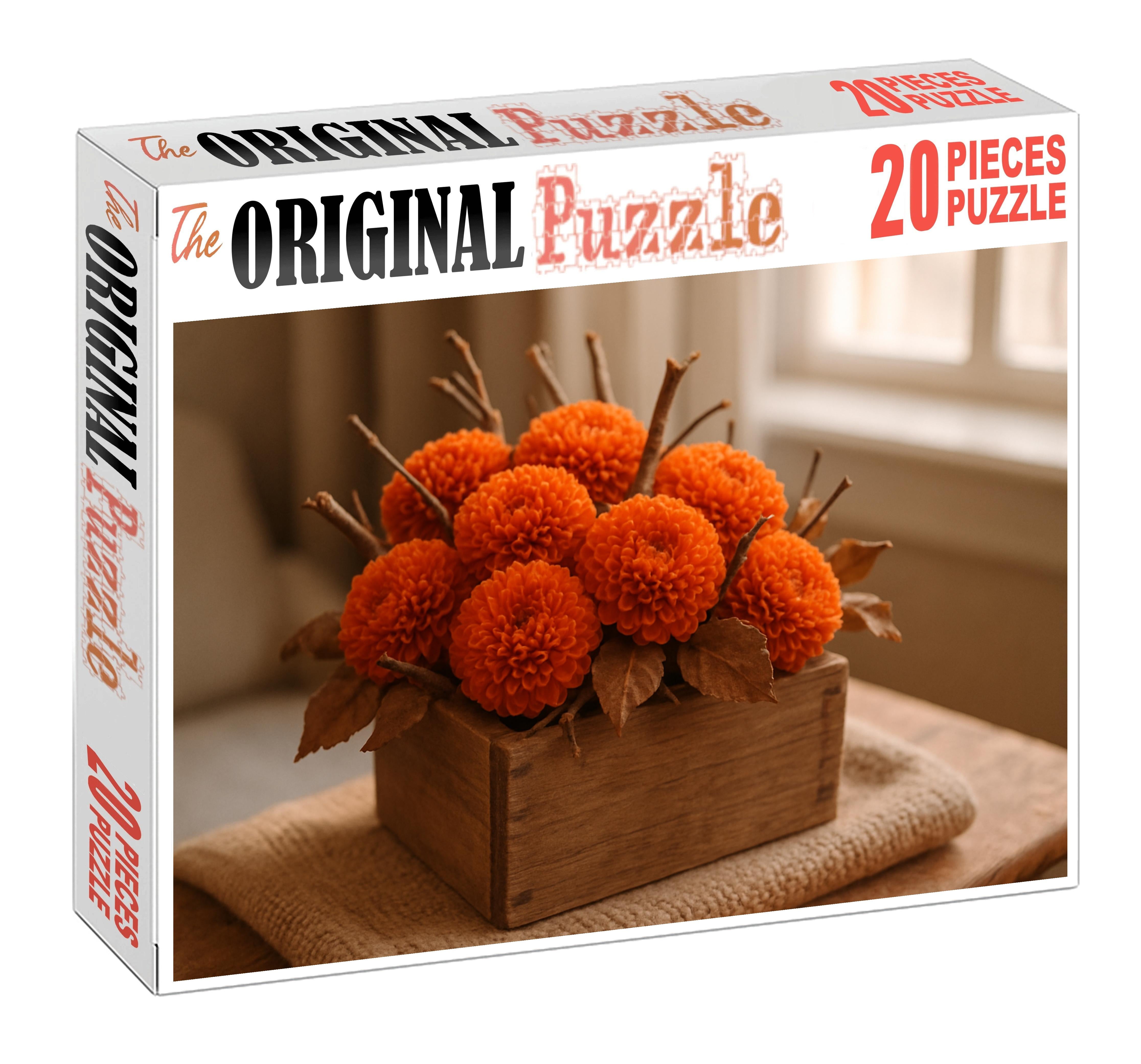Autumn Orchard Display Deep Orange Blooms And Warm Brown Accents With Rustic Twigs 50 Piece Puzzle