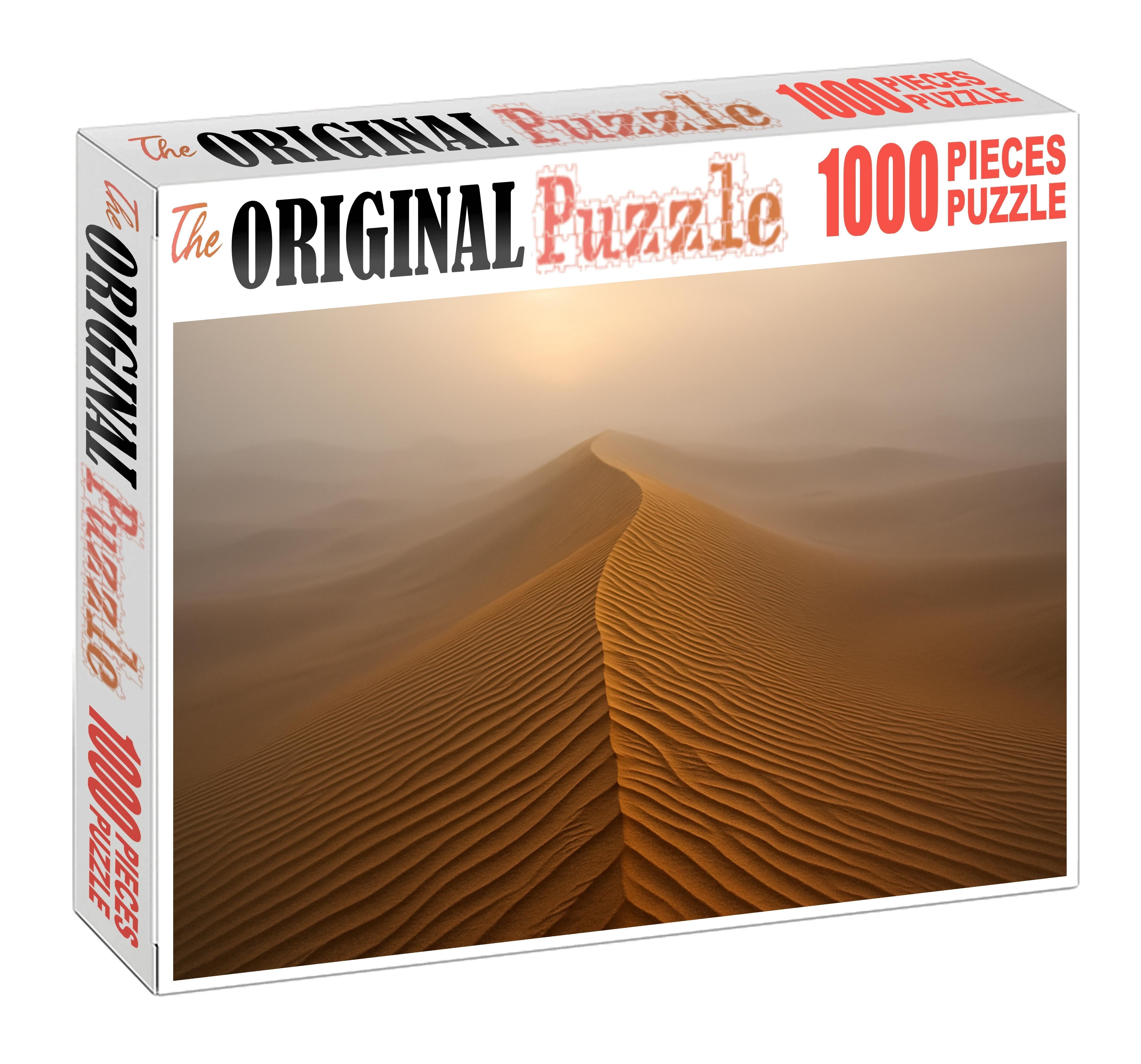 Sunlit Ribbon Ridge Narrow Dune Spine Under Morning Haze Premium Puzzle Pieces