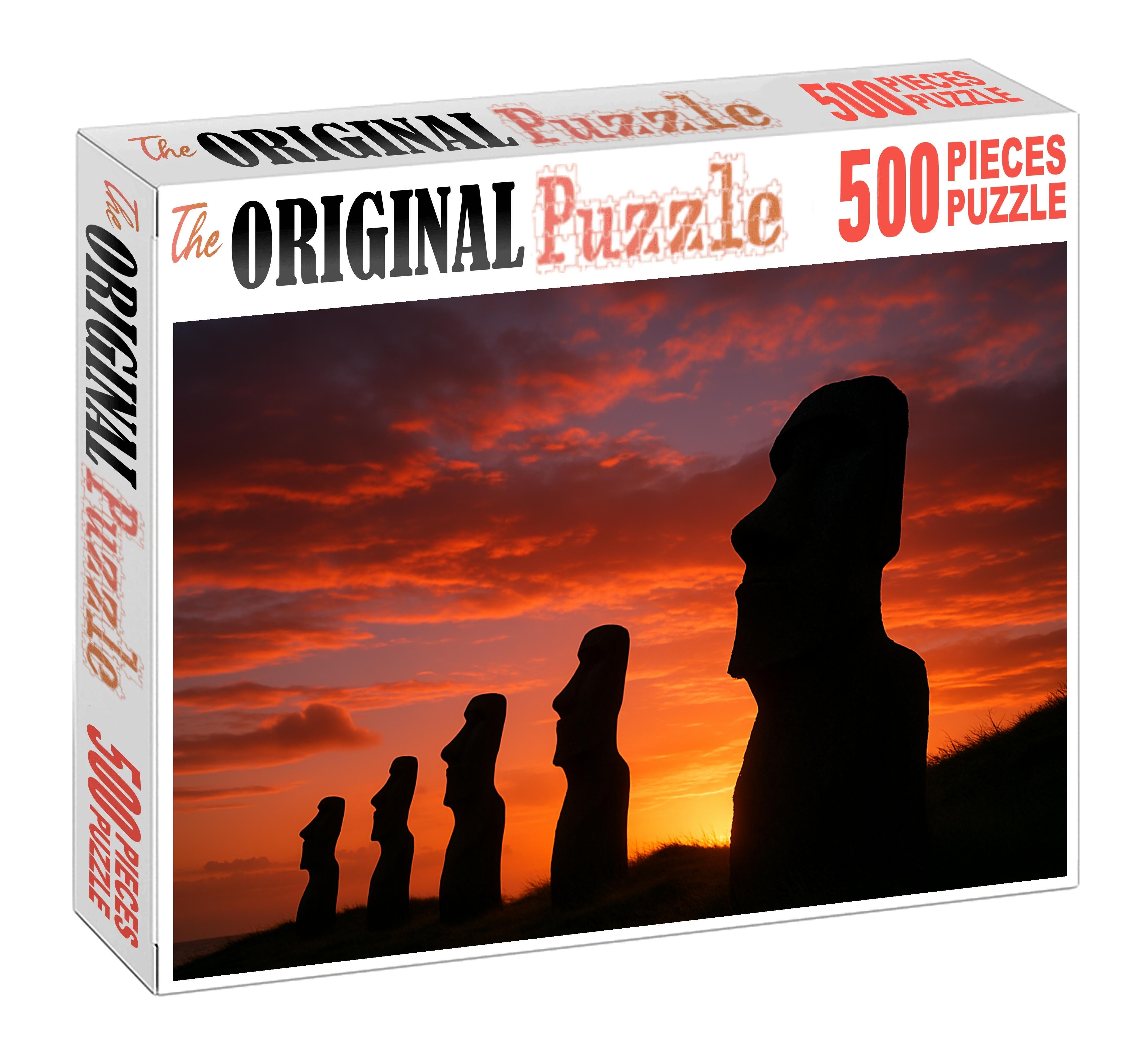 Moai Statues Of Easter Island Chile  Recognized By 7122 Worldwide For Mysterious Monolithic Sculptures Puzzle Challenge
