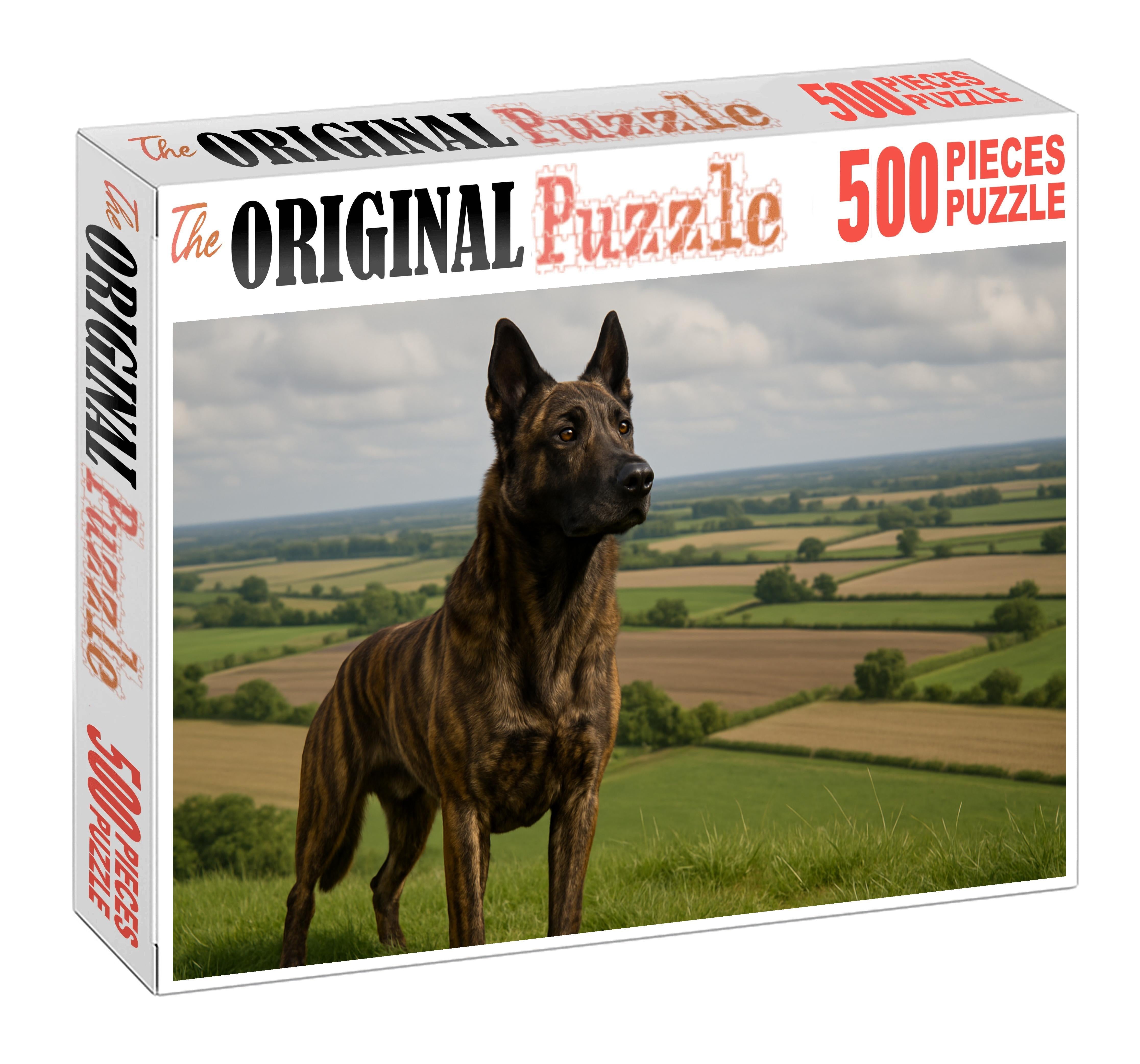 Brindle Muse Striped Working Dog With Alert Expression 200 Piece Puzzle