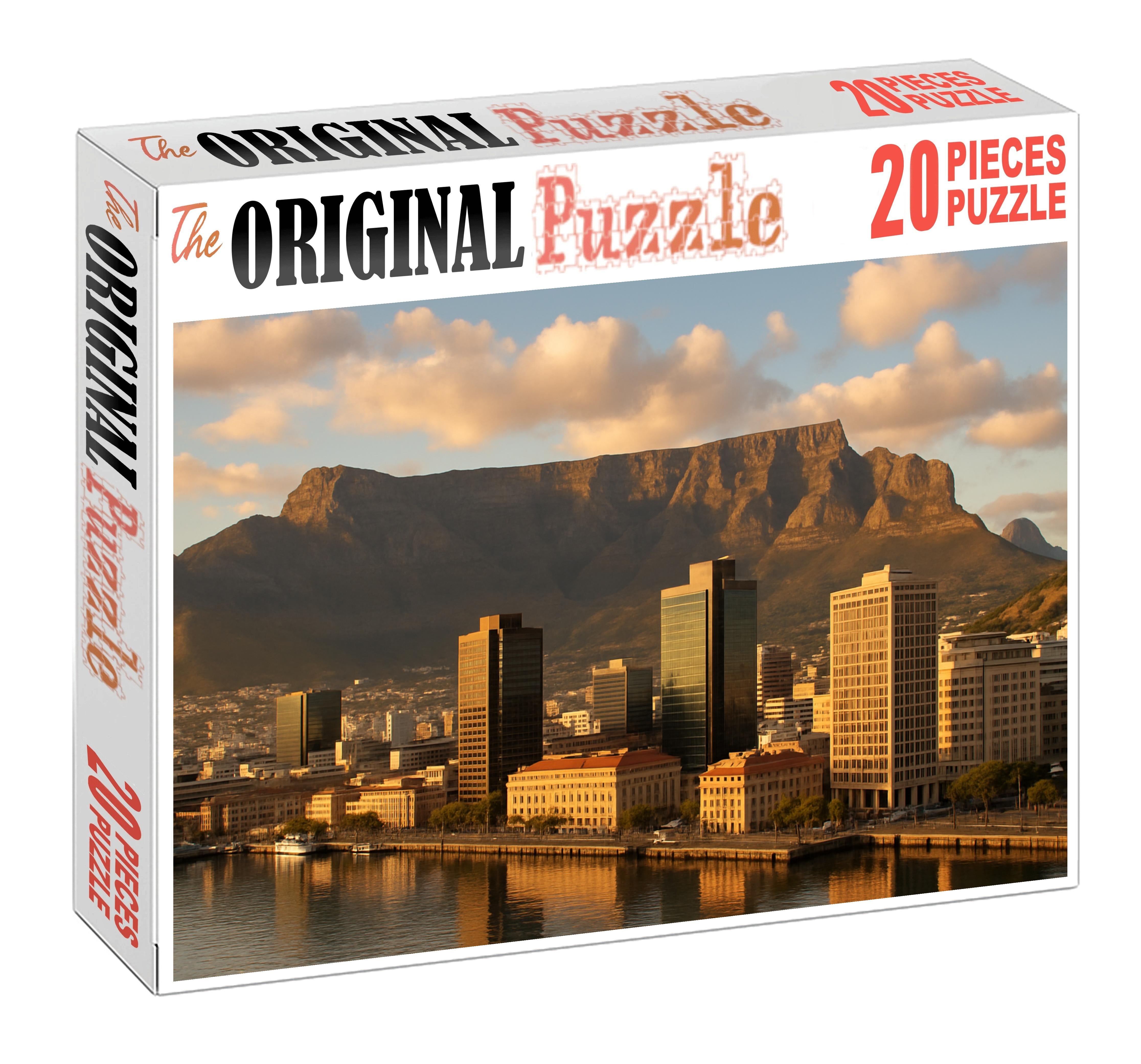 Cape Town Waterfront Skyline Coastal Skyline Framed By Table Mountain Featuring Modern Mixed-use Towers Along The Harbor Unique Puzzle Design