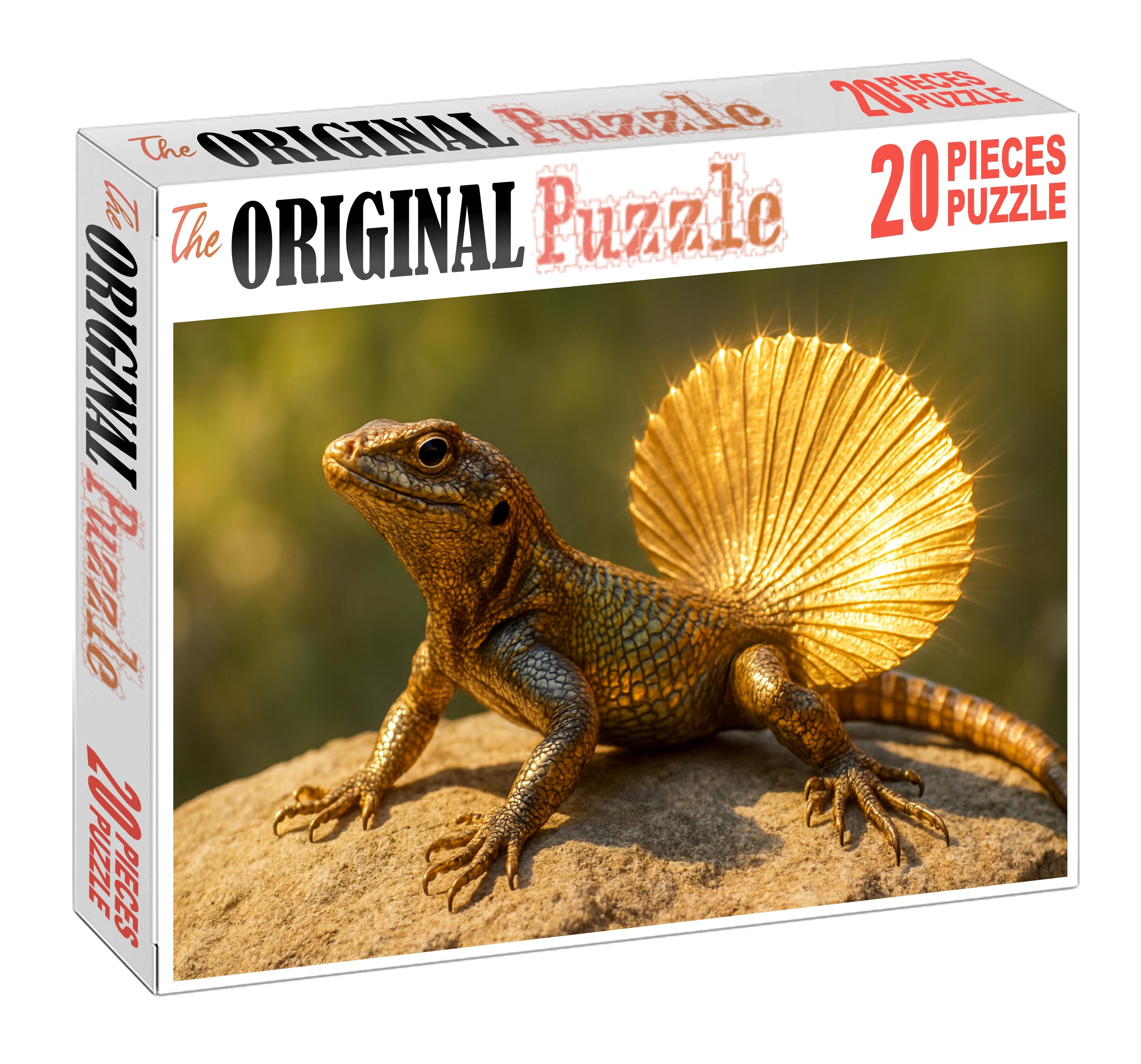 Gilded Fan-tailed Skink Shimmering Reptile With Elaborate Display Feathers Puzzle Fun