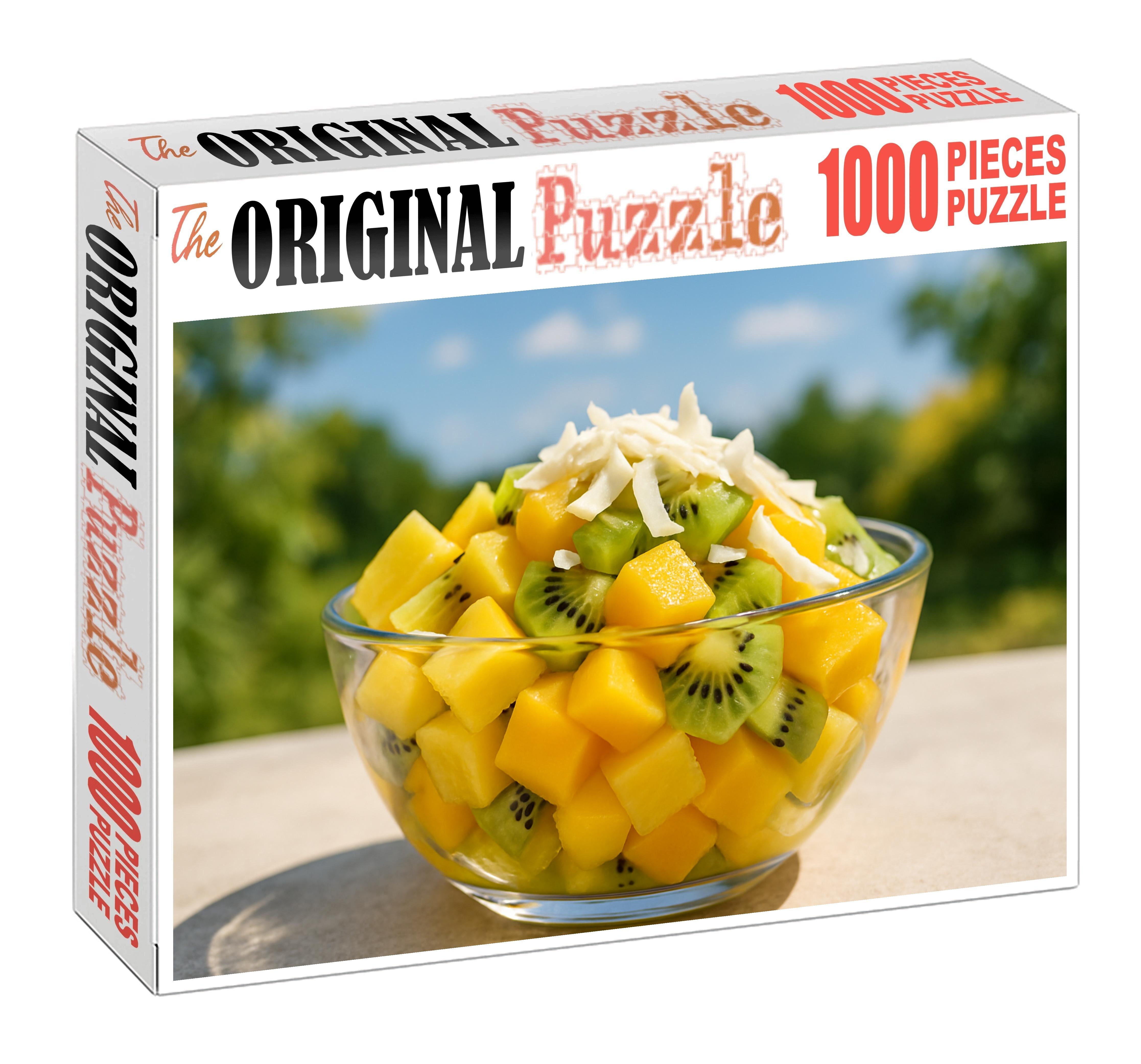 Tropical Breeze Bowl Juicy Pineapple Chunks Mango Cubes And Kiwi Slices With Coconut Shavings 1000 Piece Puzzle