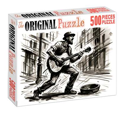 Dynamic Street Performer Sketch Bold Brush Pen Illustration With Energetic Lines Large Format Puzzle