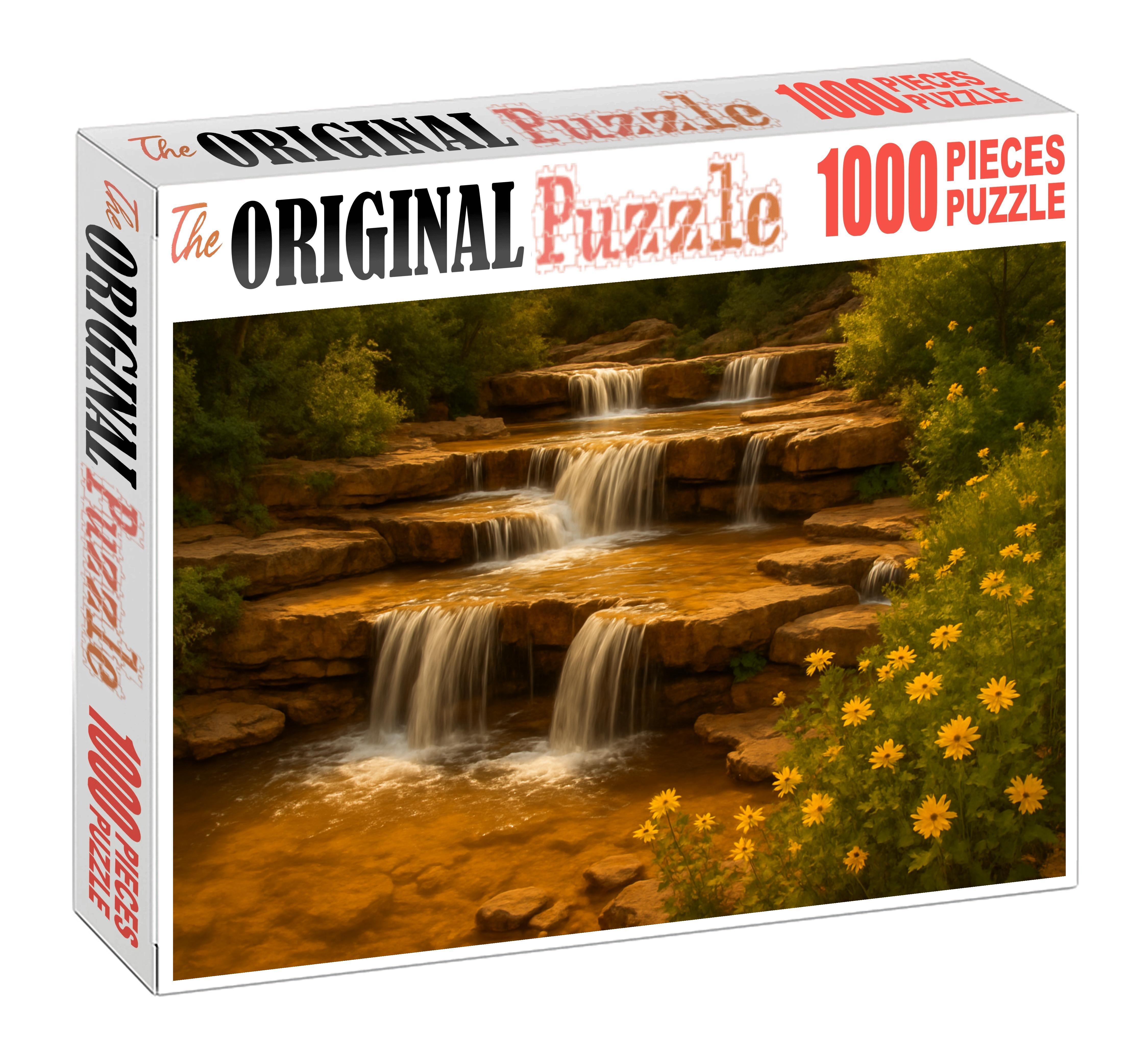 Amber Glow Cascades Custom Jigsaw Puzzle