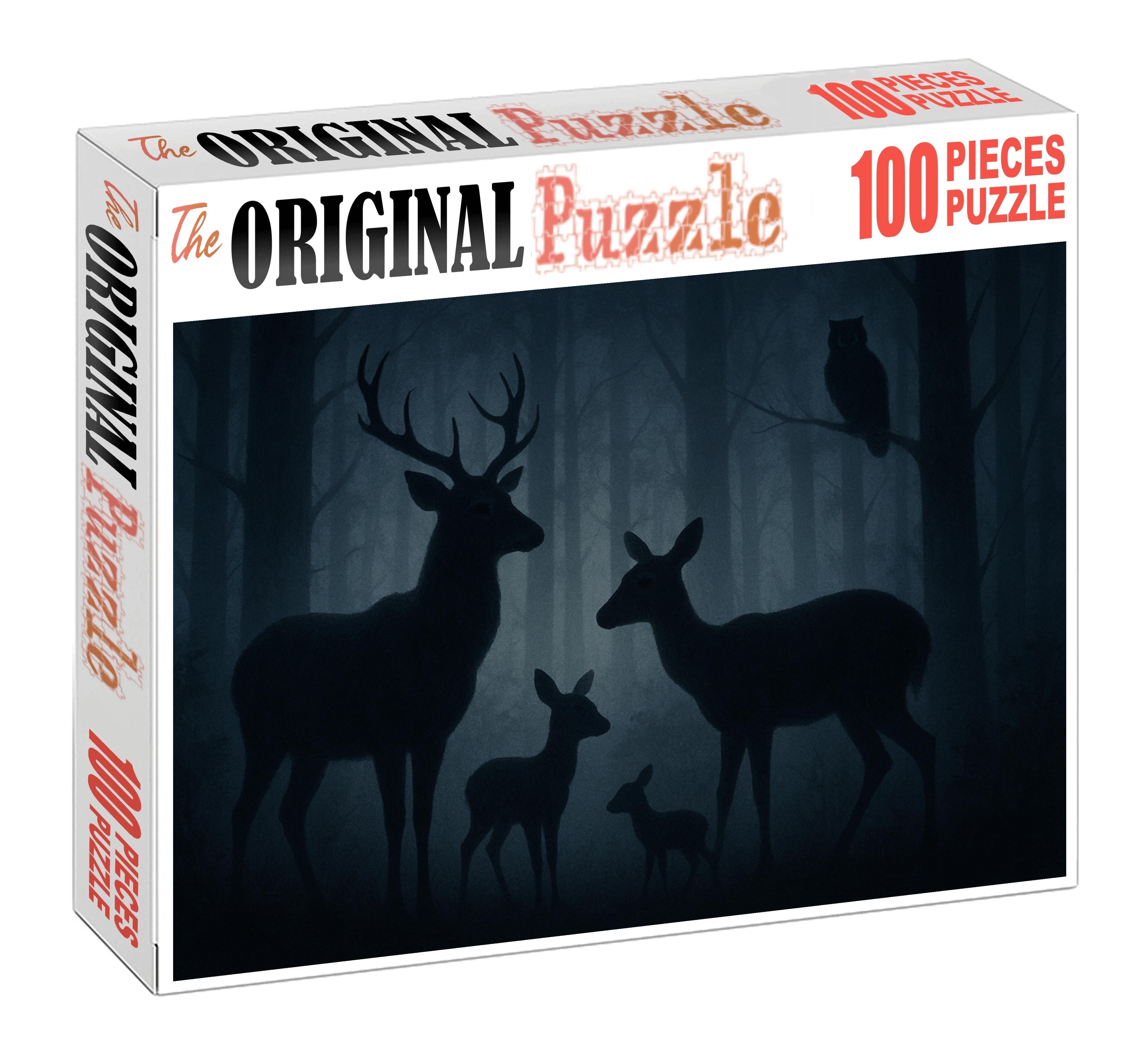 Nocturnal Wildlife Silhouettes Soft Charcoal Renderings Of Forest Animals Large Format Puzzle