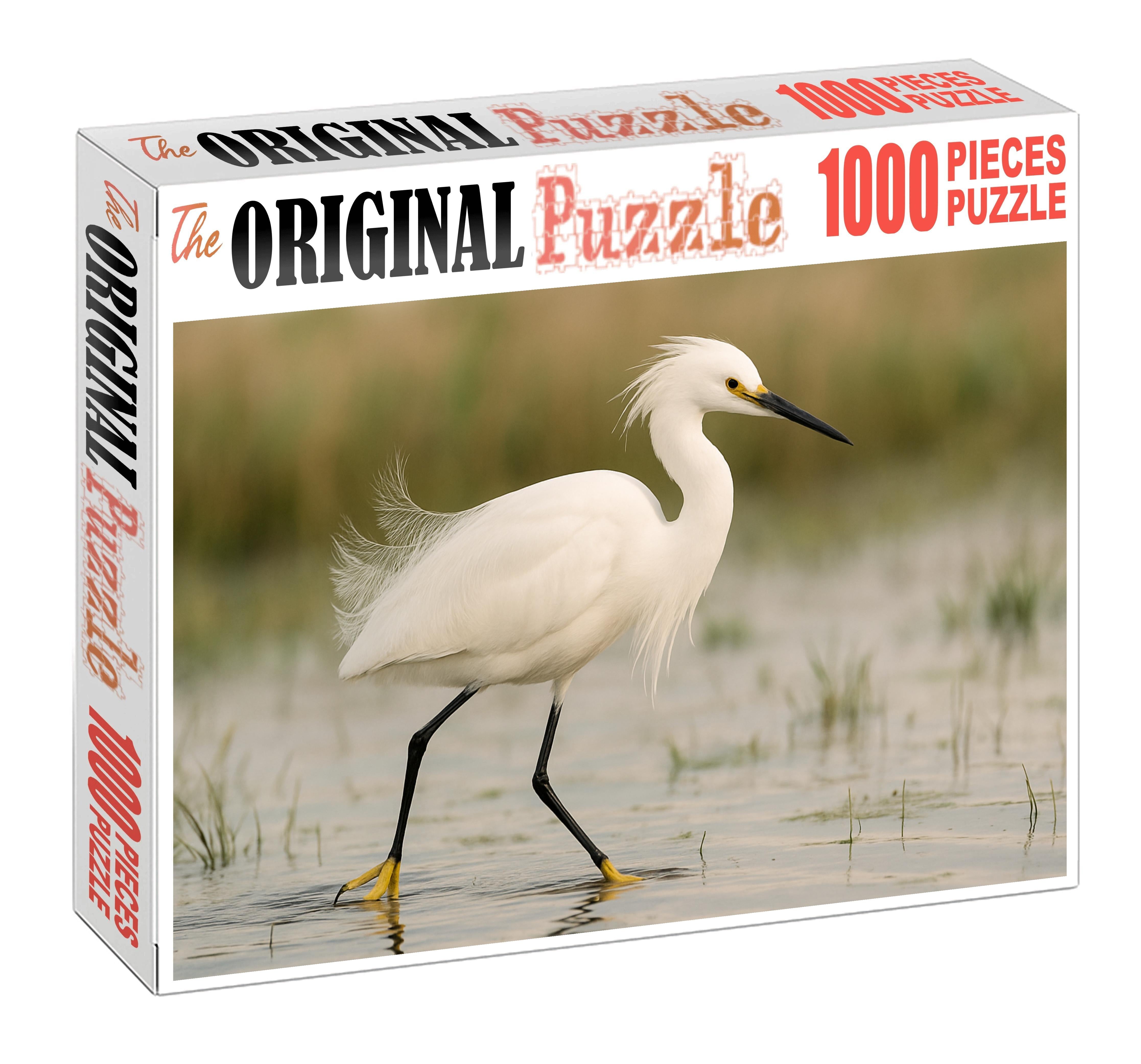 Snowy Egret Graceful Marshland Performer 300 Piece Puzzle